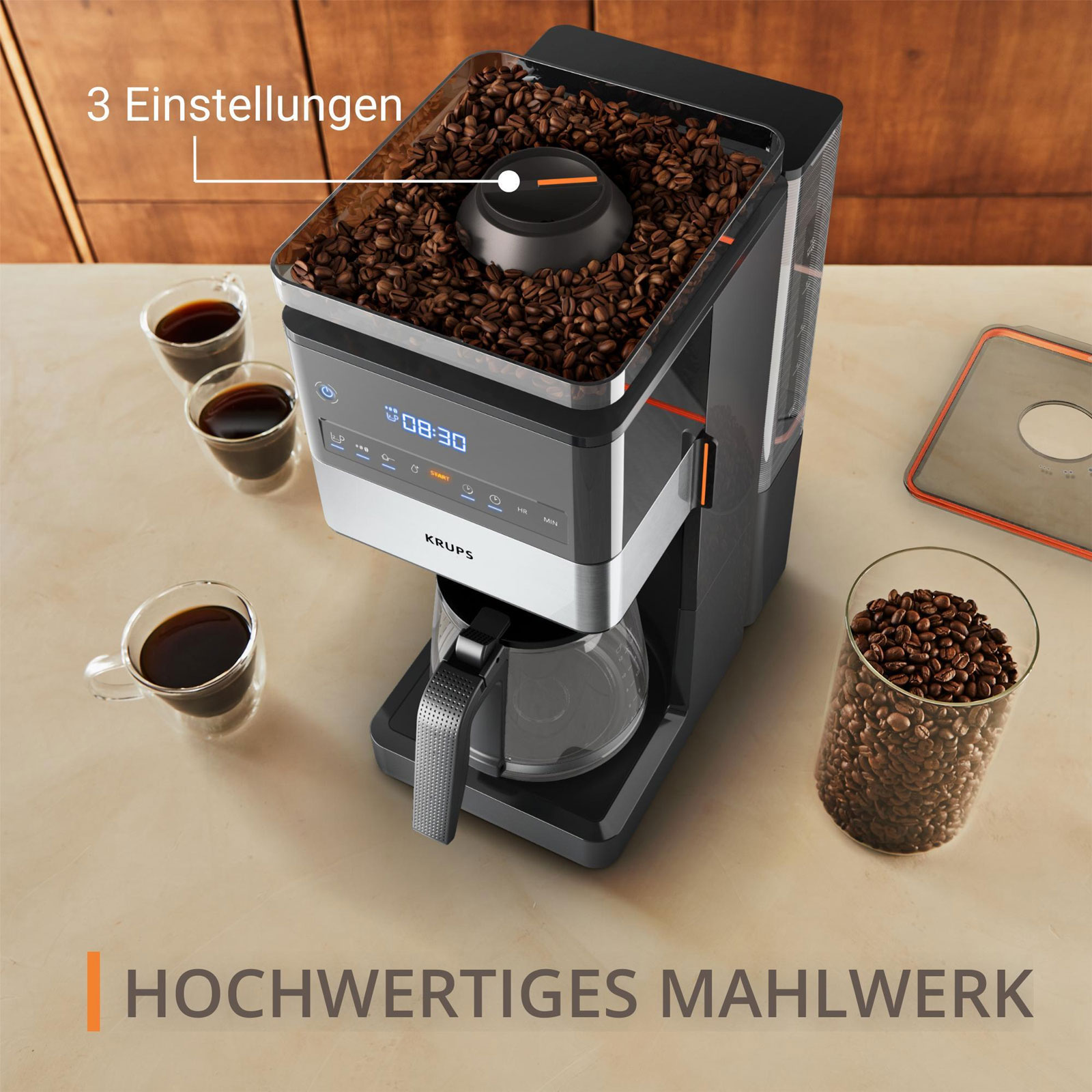 KRUPS KM8428 Grind Aroma XL Glas Filterkaffeemaschine