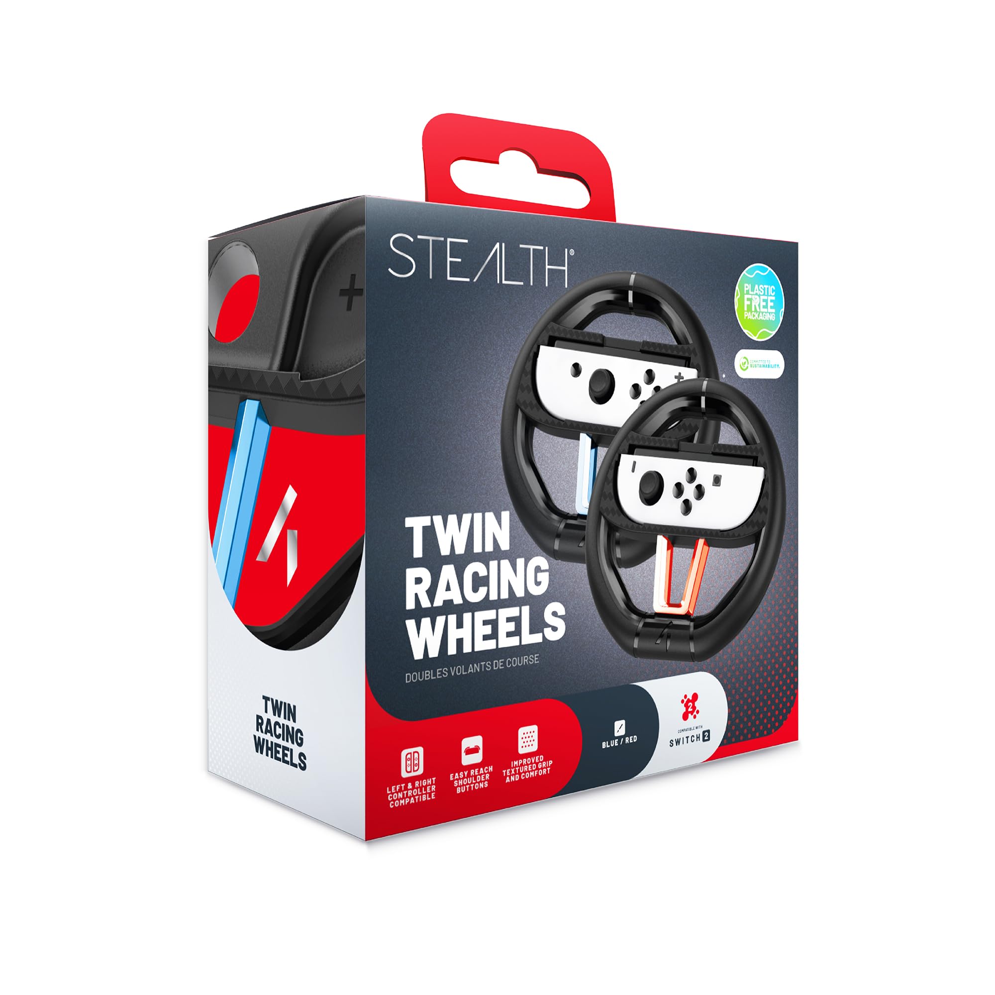 STEALTH Rennlenkrad, kompatibel mit Switch 2 – Doppelpack