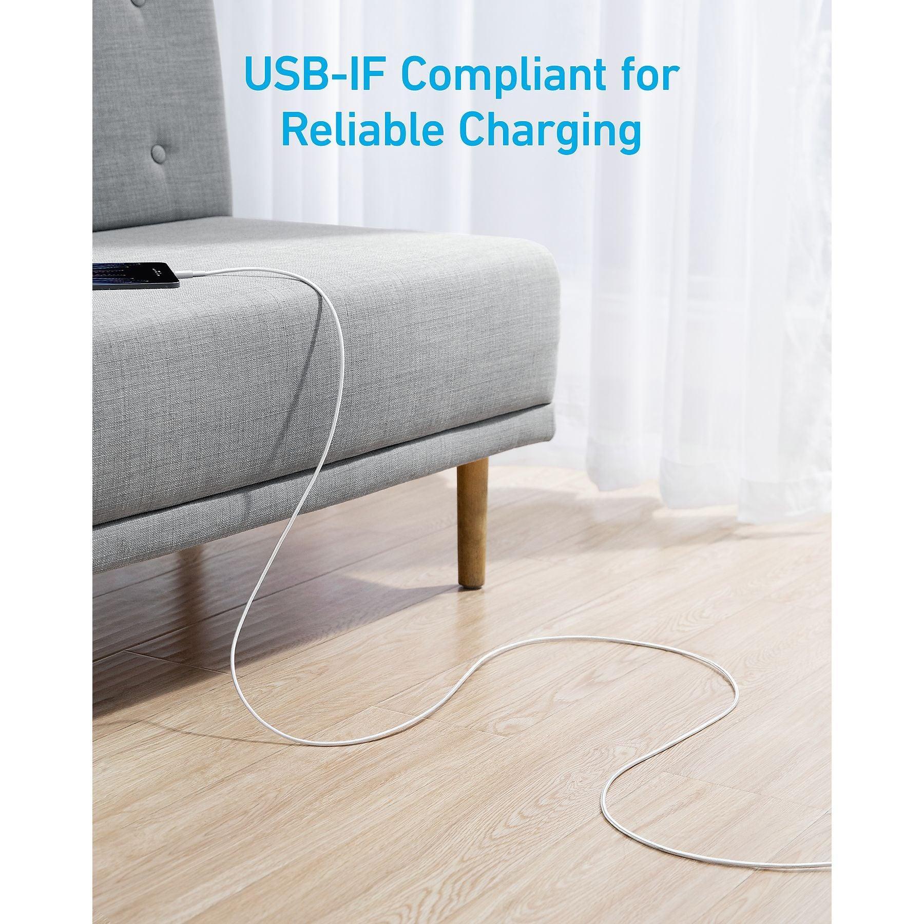 Anker 322 USB-C auf USB-C Kabel (180cm, Geflochten), Weiß