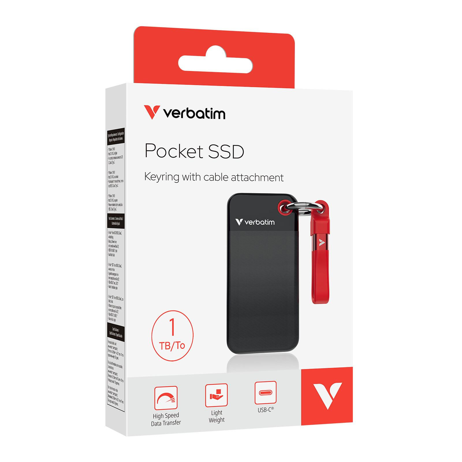 Verbatim Pocket SSD 1 TB, Schlüsselanhänger mit Kabelbefestigung