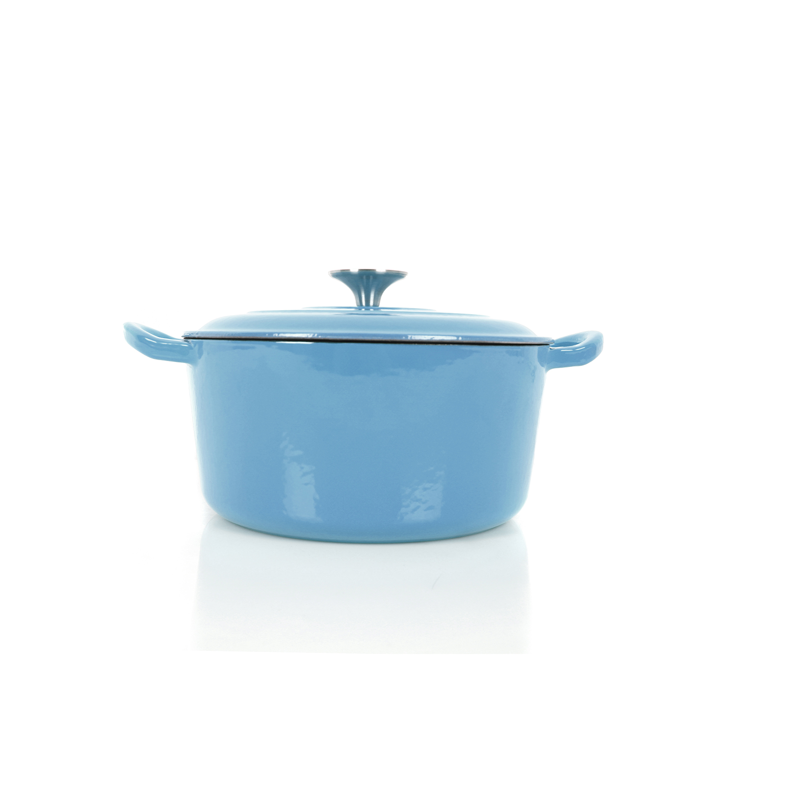 Echtwerk Schmortopf Gusseisen Gusseisentopf Bräter mit Deckel Brotbacktopf rund Grill BBQ Induktion Creme, 3,5 L