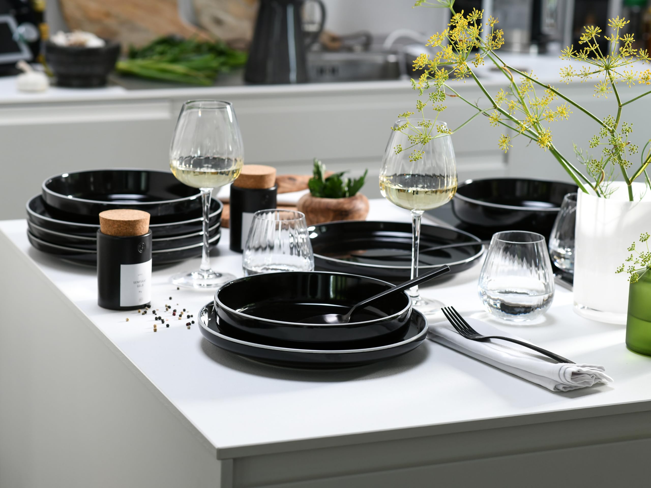 CreaTable 24805 Tafelservice Serie Nordic Gourmet Schwarz 12-tlg. 6 Personen