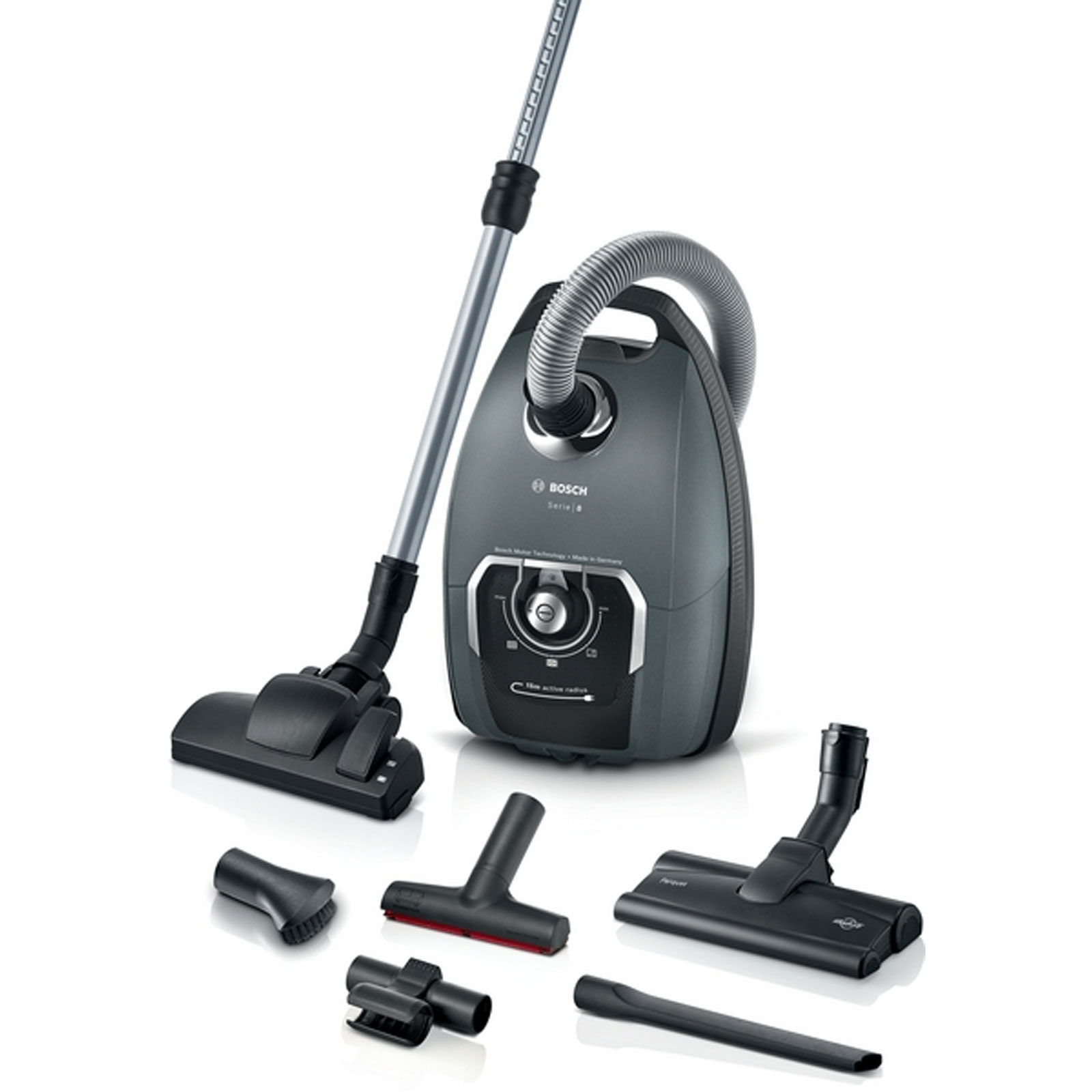 Bosch BGL75XPRQ Serie 8, Staubsauger mit Beutel, ProSilence, Grau