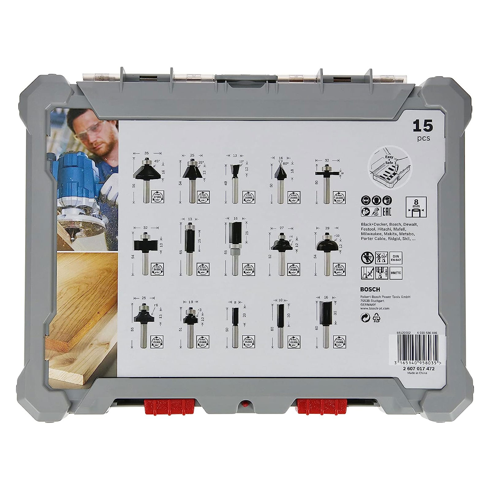 Bosch Professional 15 teiliges Fräser Set inklusive gratis Cuttermesser