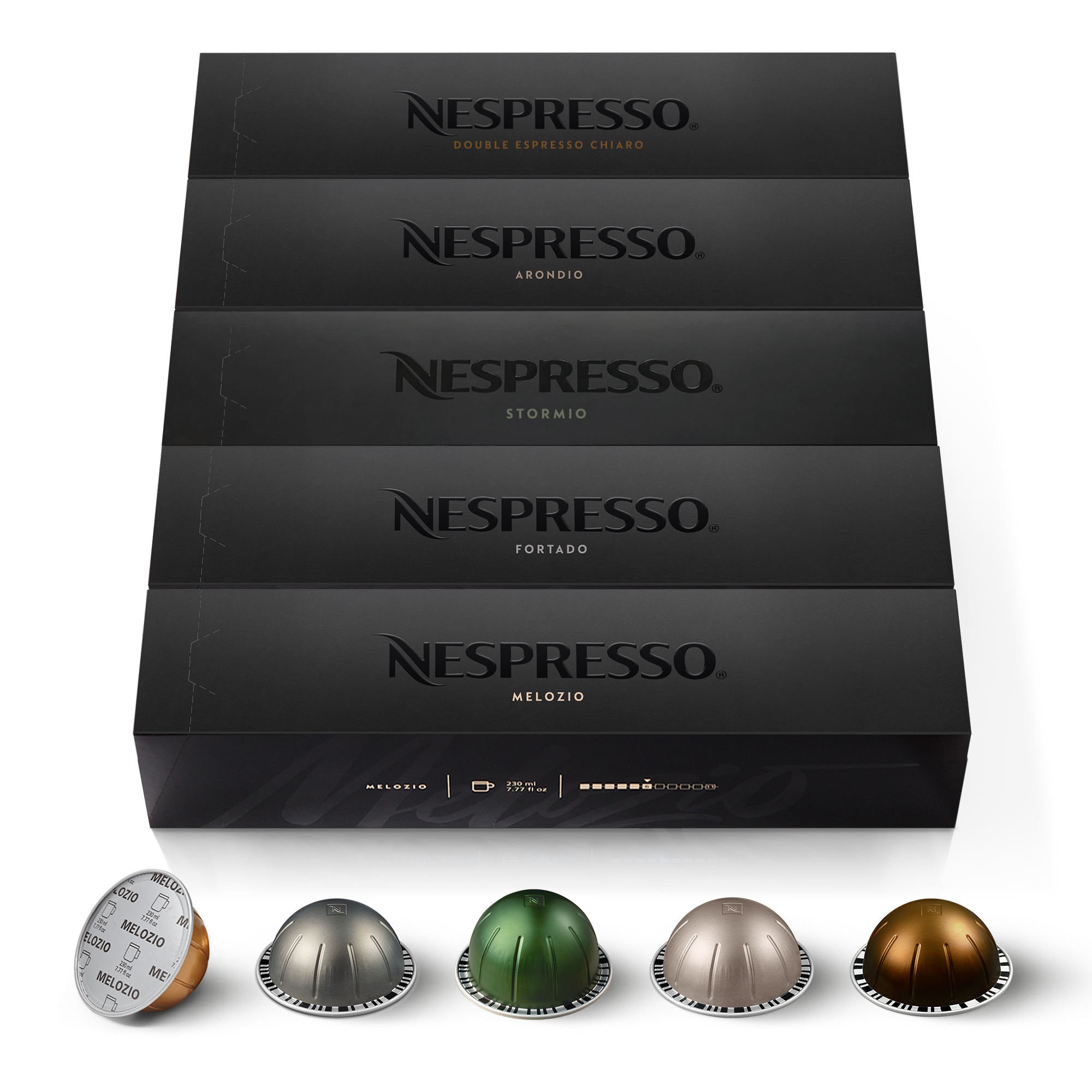 NESPRESSO VERTUO, Auswahl an Signature Kaffee (230ml), Gran Lungo (150ml) und Double Espresso (80ml), mittlere bis dunkle Röstungen, 50 Kaffeekapseln
