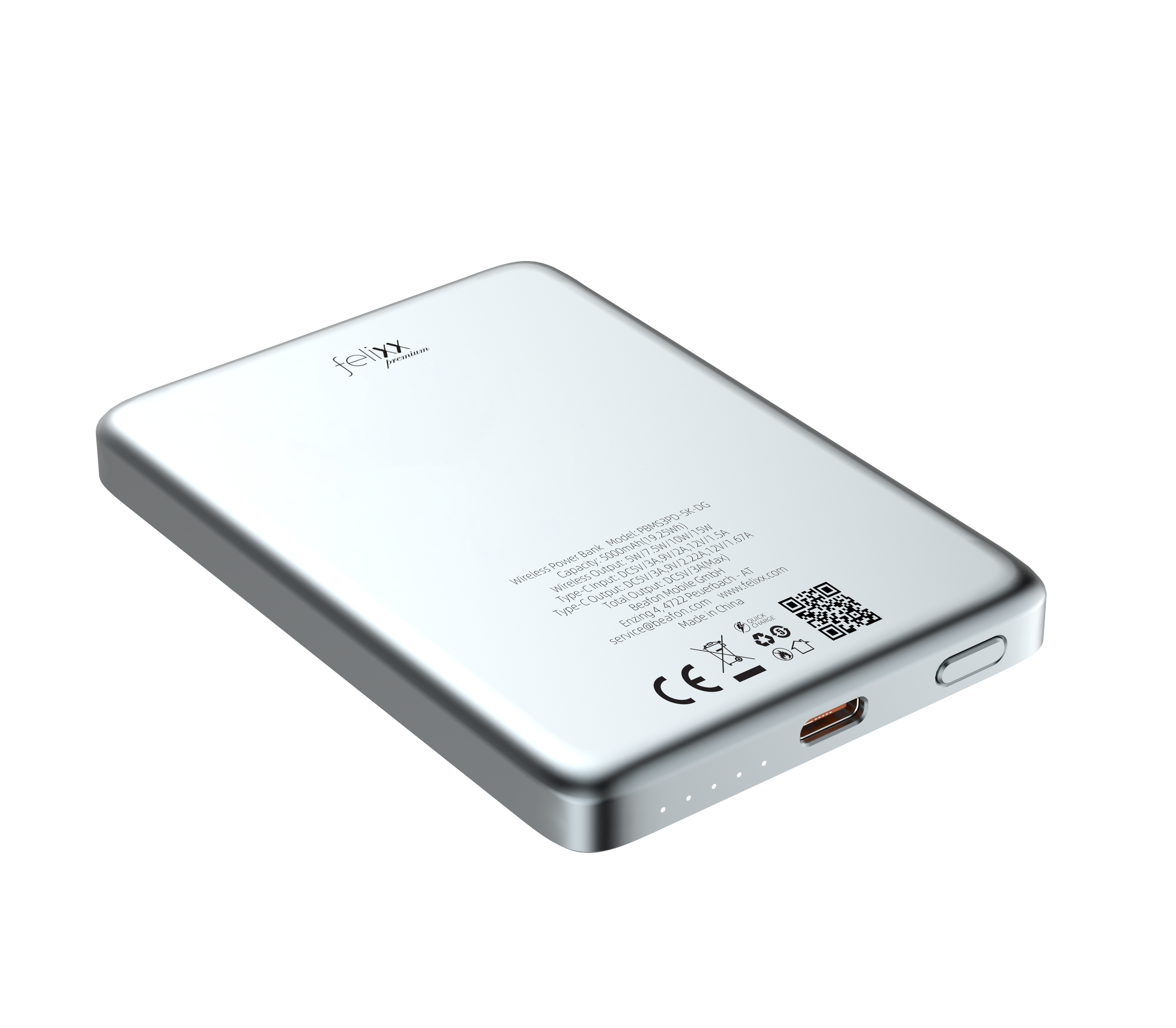 felixx Ultraflach Magnet Slim 20W PD Powerbank (5000 mAh)