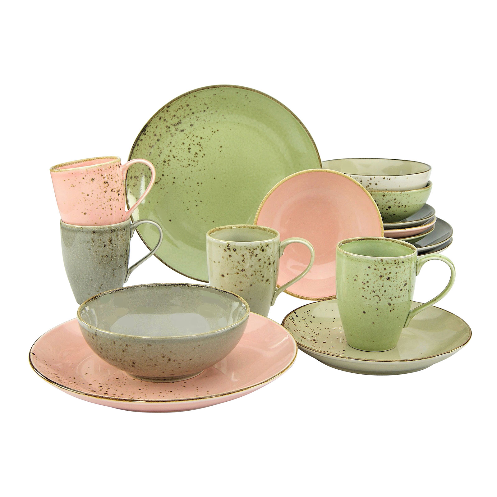 CreaTable, 20298, Serie Nature Collection VINTAGE GARDEN, Geschirrset, Kombiservice 16 teilig