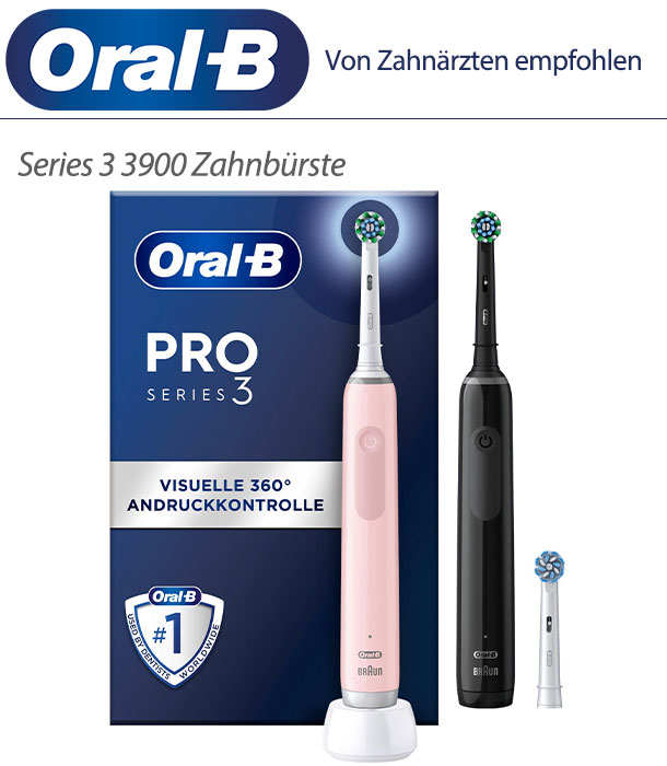 Oral-B Pro Series 3 3900 Schwarz/Pink Zahnbürste 2 Handstücke inkl. Ladestation