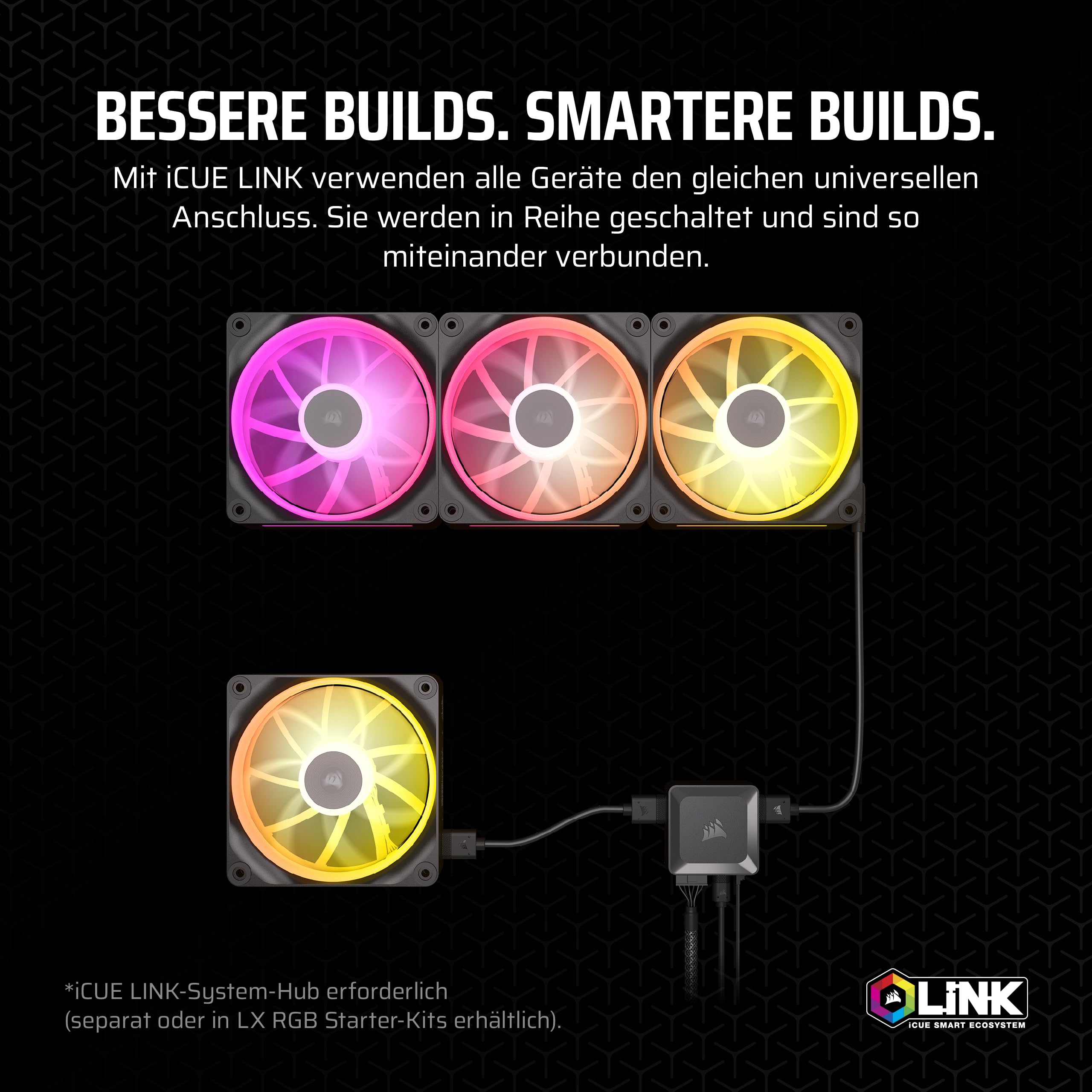 CORSAIR iCUE LINK LX140 RGB 140mm PWM-Lüfter Einzelpackung