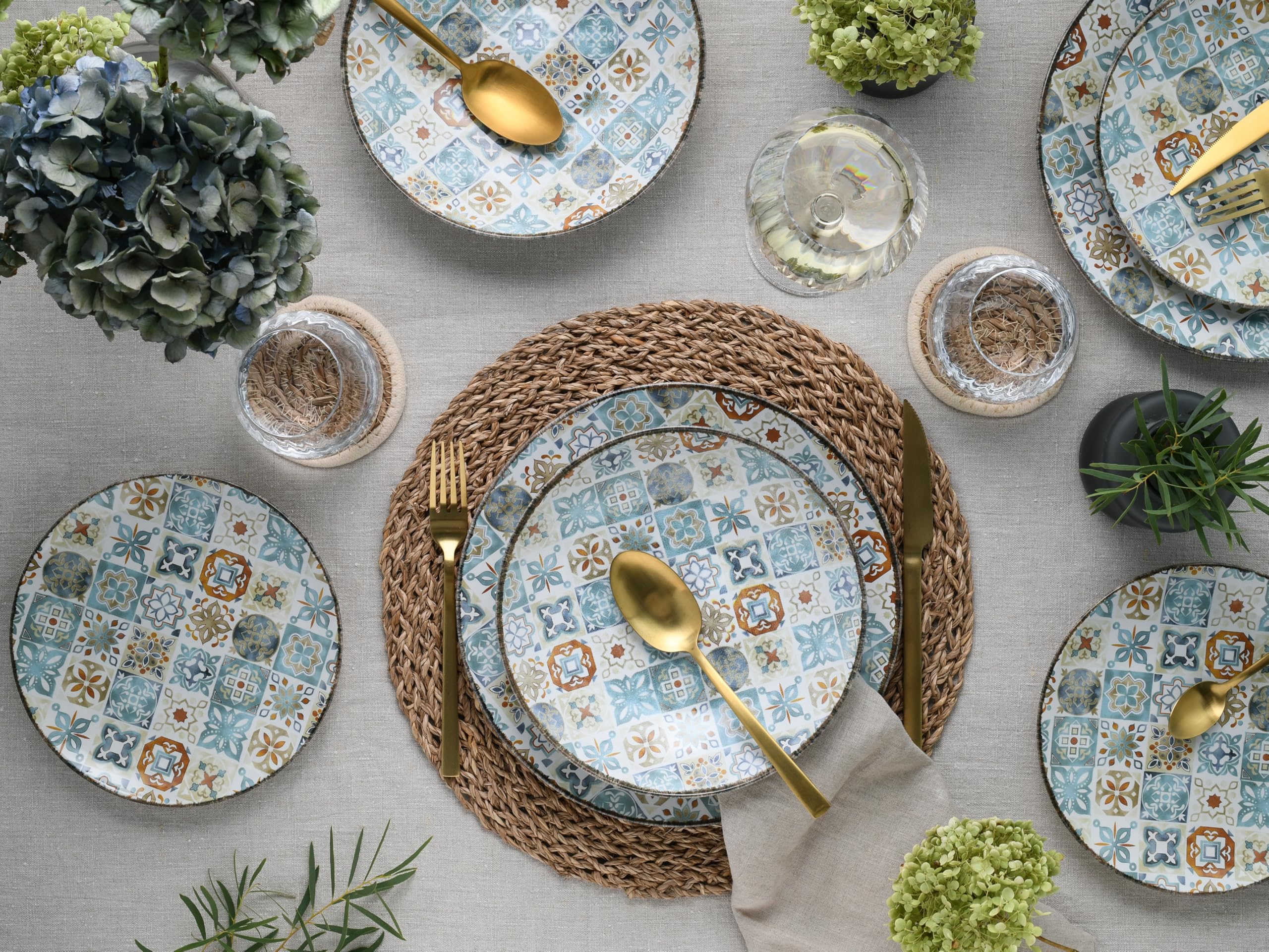 CreaTable, 24157, Serie Mosaik, 12-teiliges Geschirrset für 4 Personen
