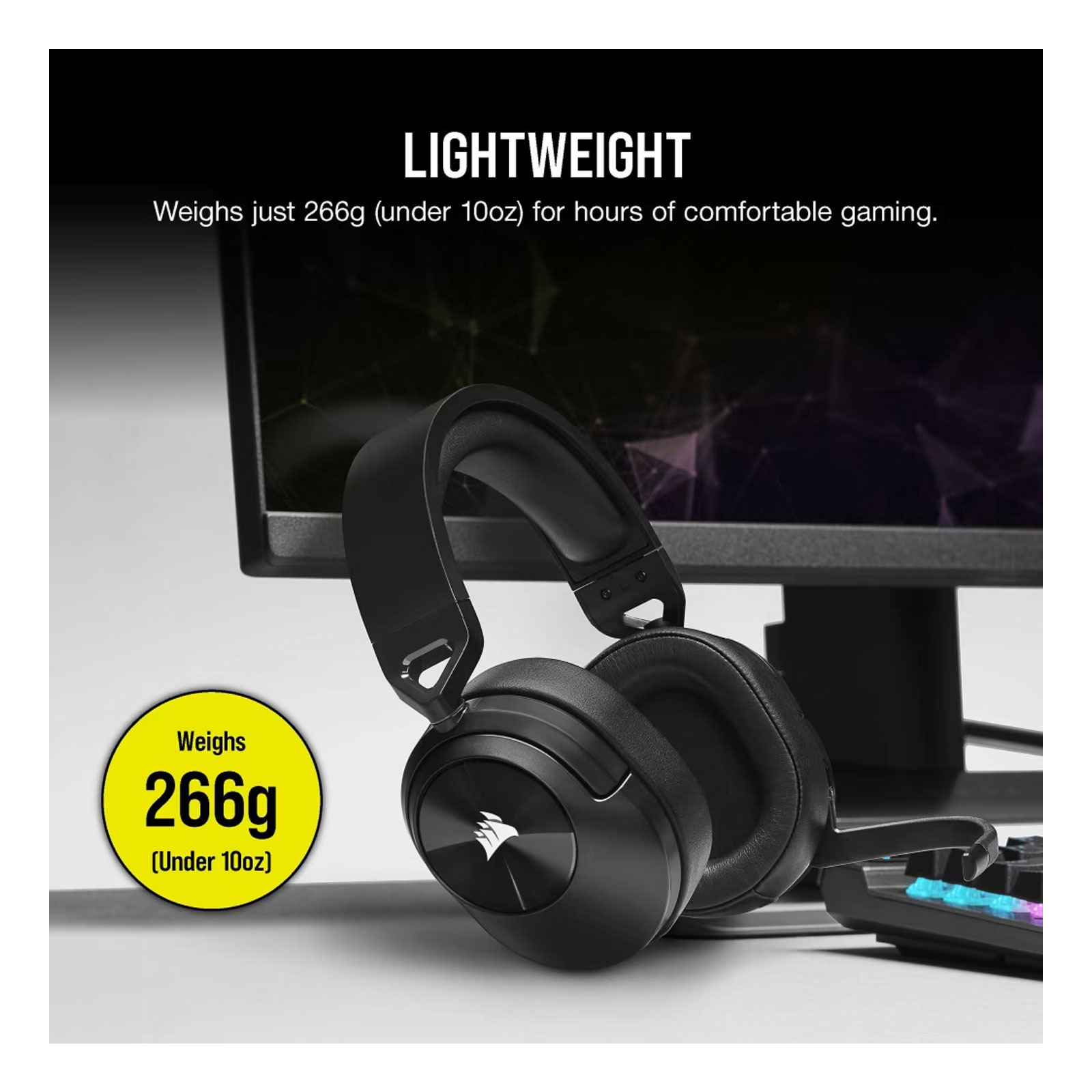 Corsair HS55 Stereo Carbon Gaming-Headset (3,5 mm Klinke, PC, Flip-to-mute-Funktion)