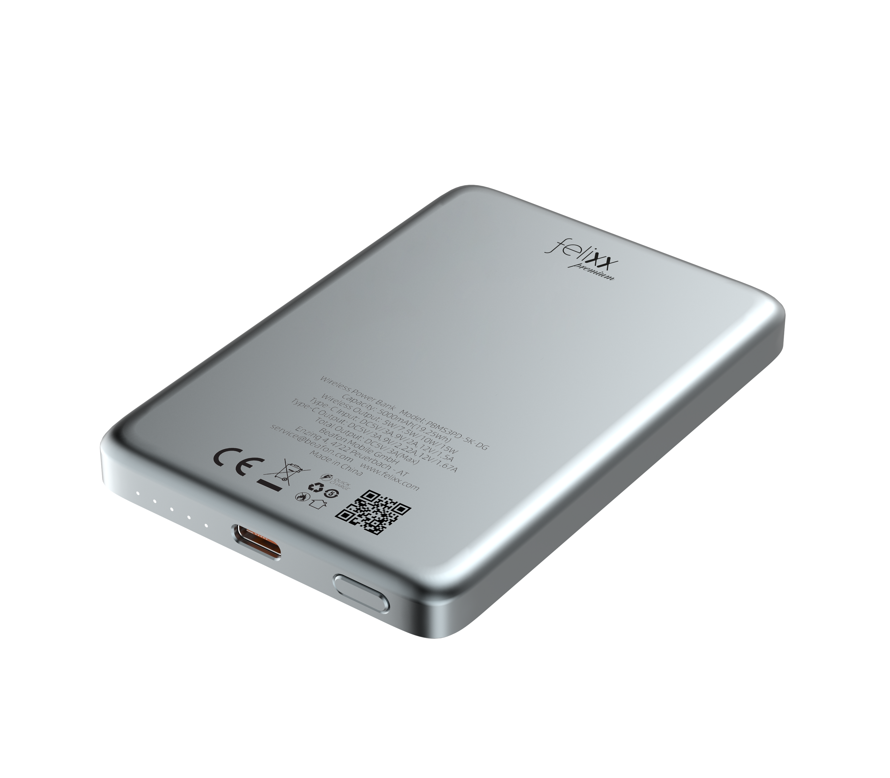 felixx Ultraflach Magnet Slim 20W PD Powerbank (5000 mAh)