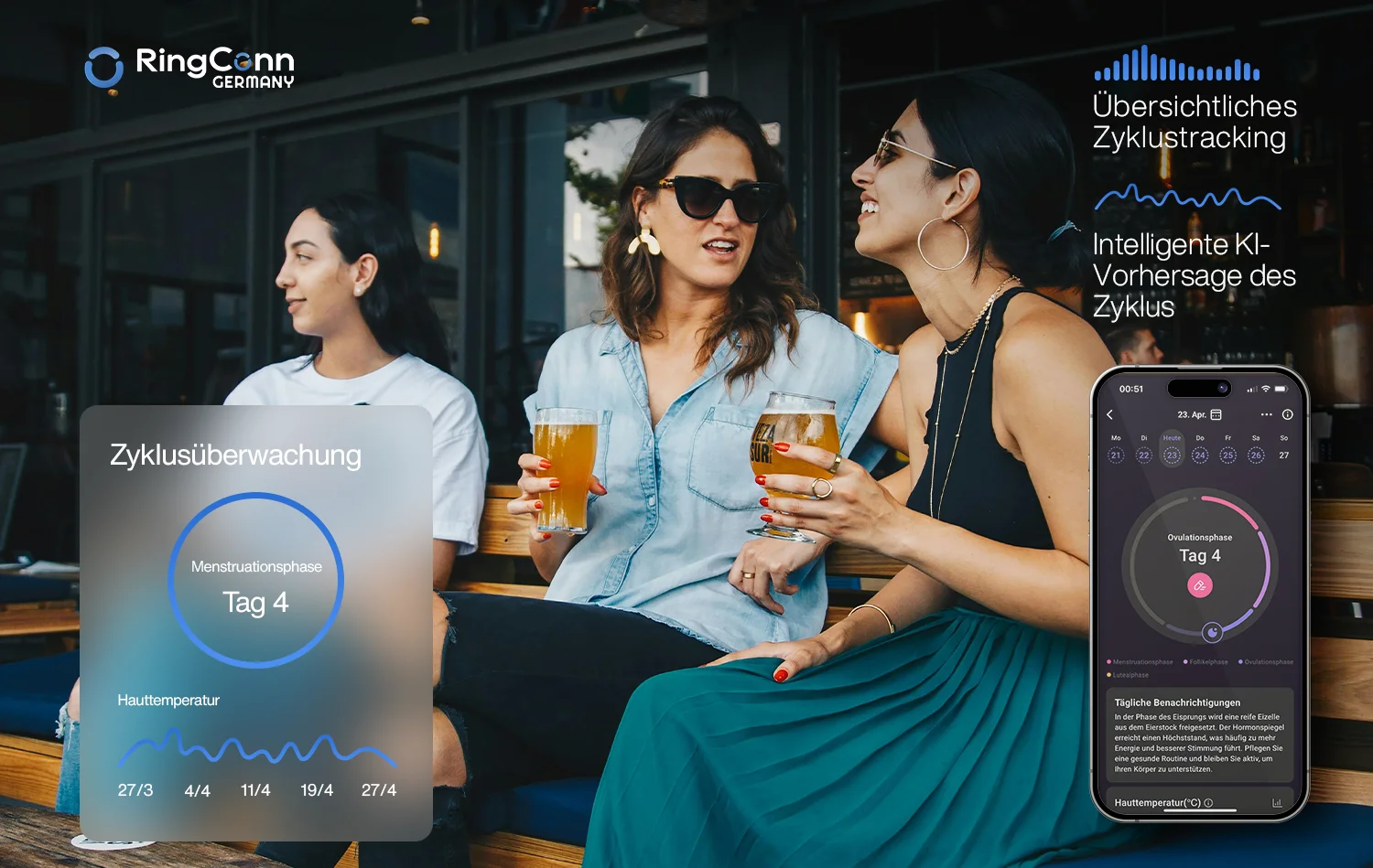 RingConn Smart Ring GEN 2, Future Silver, Gr. 8 Smartring