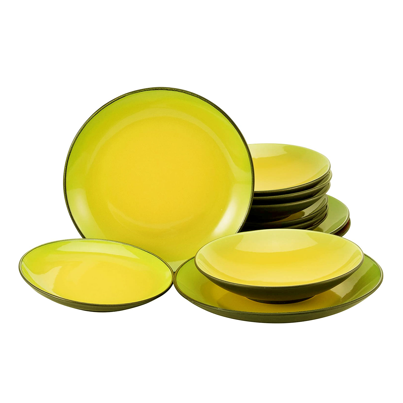 Creatable, 20229, Serie HOT GREEN, Geschirrset, Tafelservice 12 teilig, Steinzeug