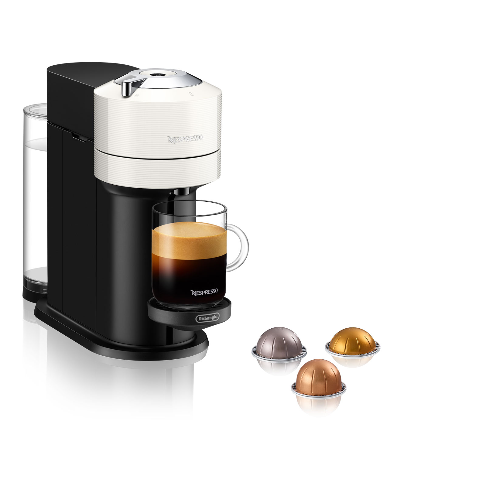 De'Longhi Nespresso-Kapselmaschine Vertuo Next ENV 120.W + Zugabe Aeroccino Milchaufschäumer