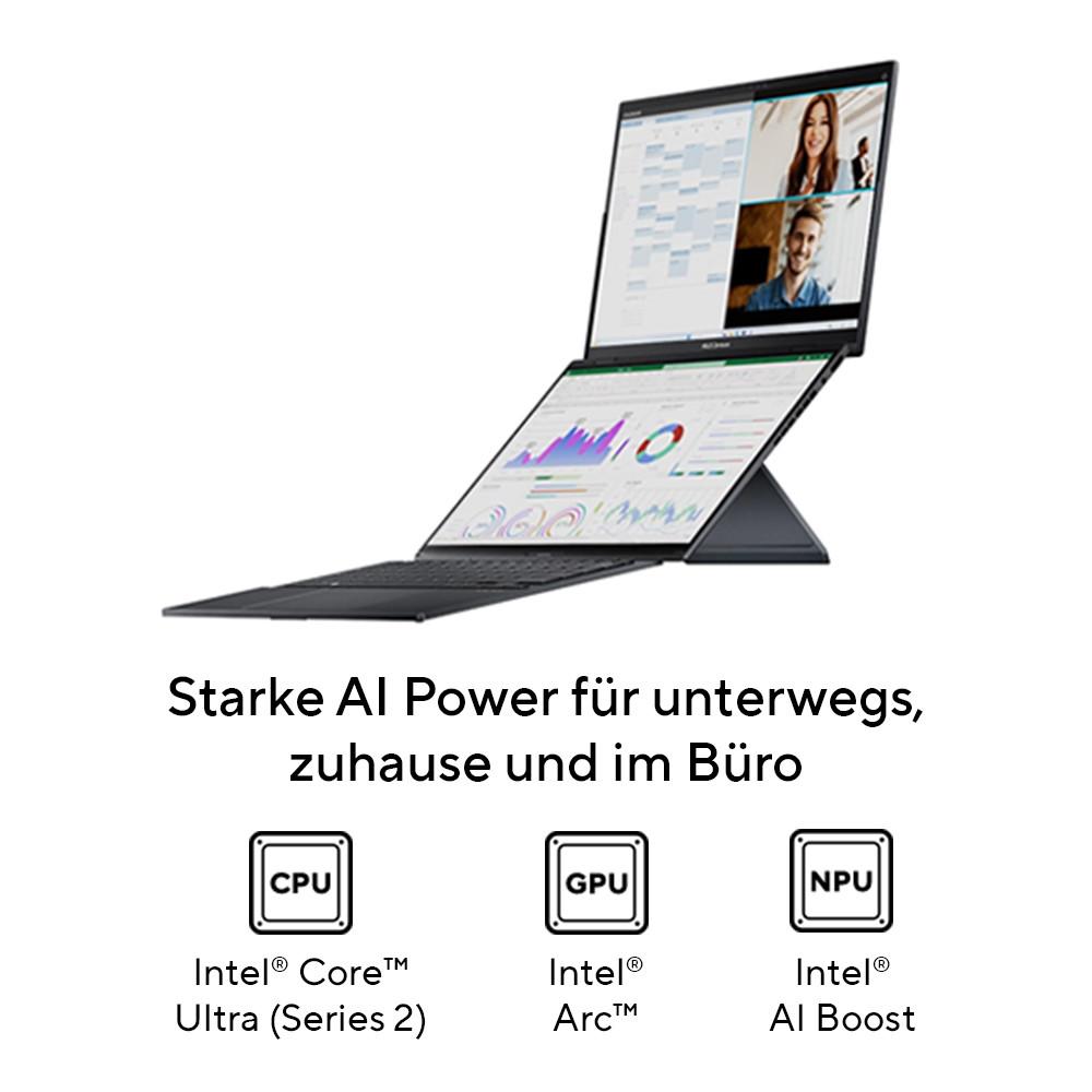 ASUS ZenBook Duo, Schwarz, 14 Zoll, Touch, WUXGA, OLED Notebook