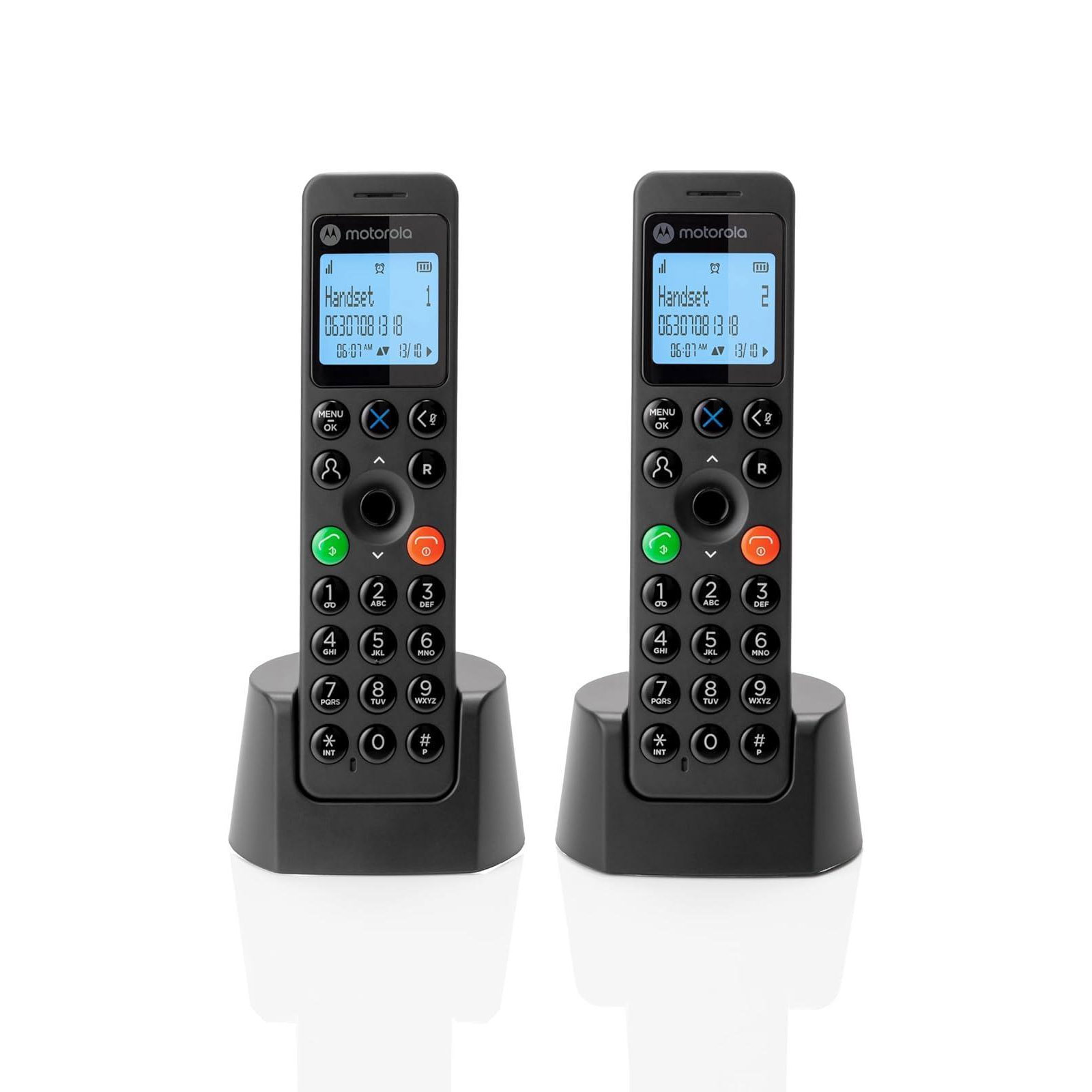 Motorola DOT202 Twin, Schwarz Schnurloses Telefon (2 Mobilteil, ohne Basisstation, DECT)