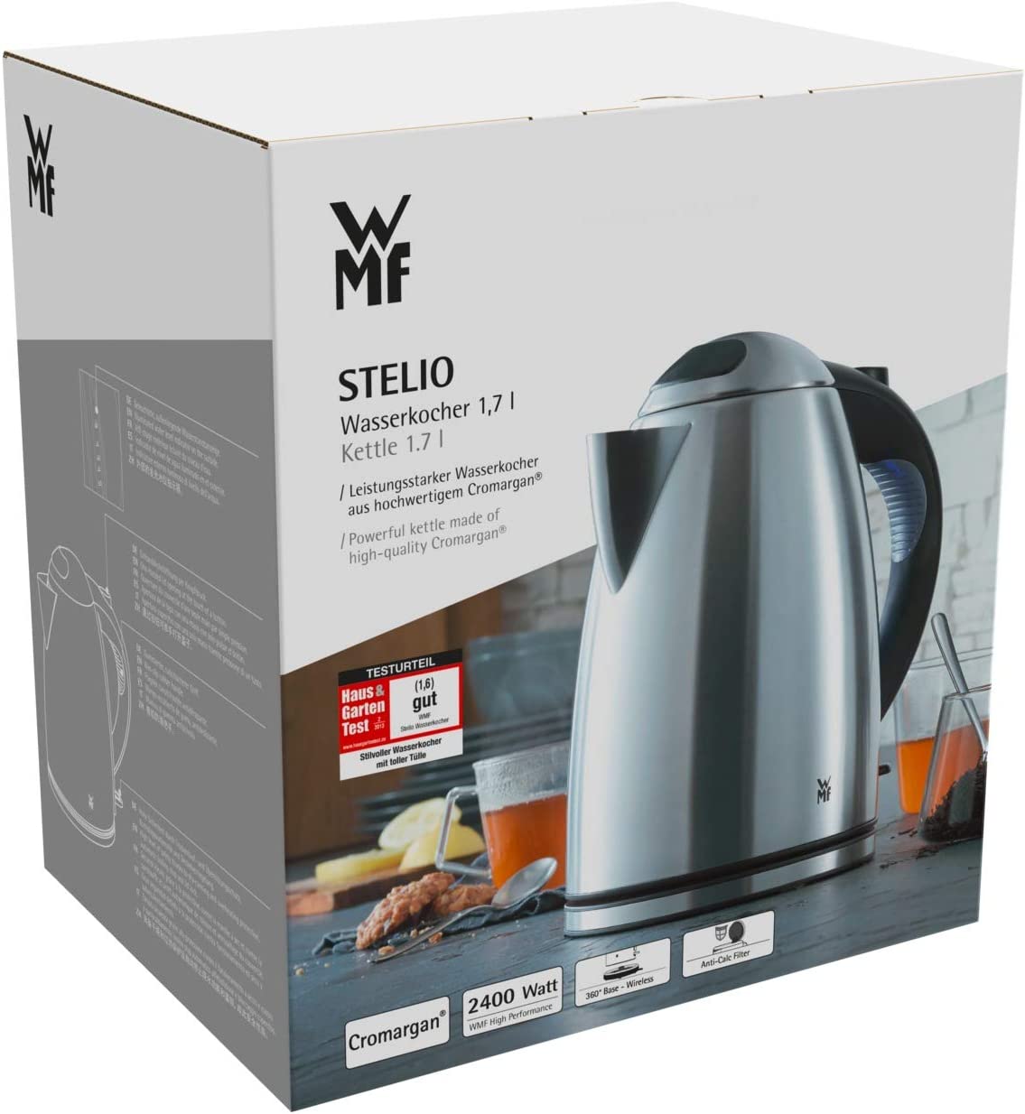 WMF Stelio Wasserkocher 1,7L Edelstahl mit Kalkfilter 2400 W