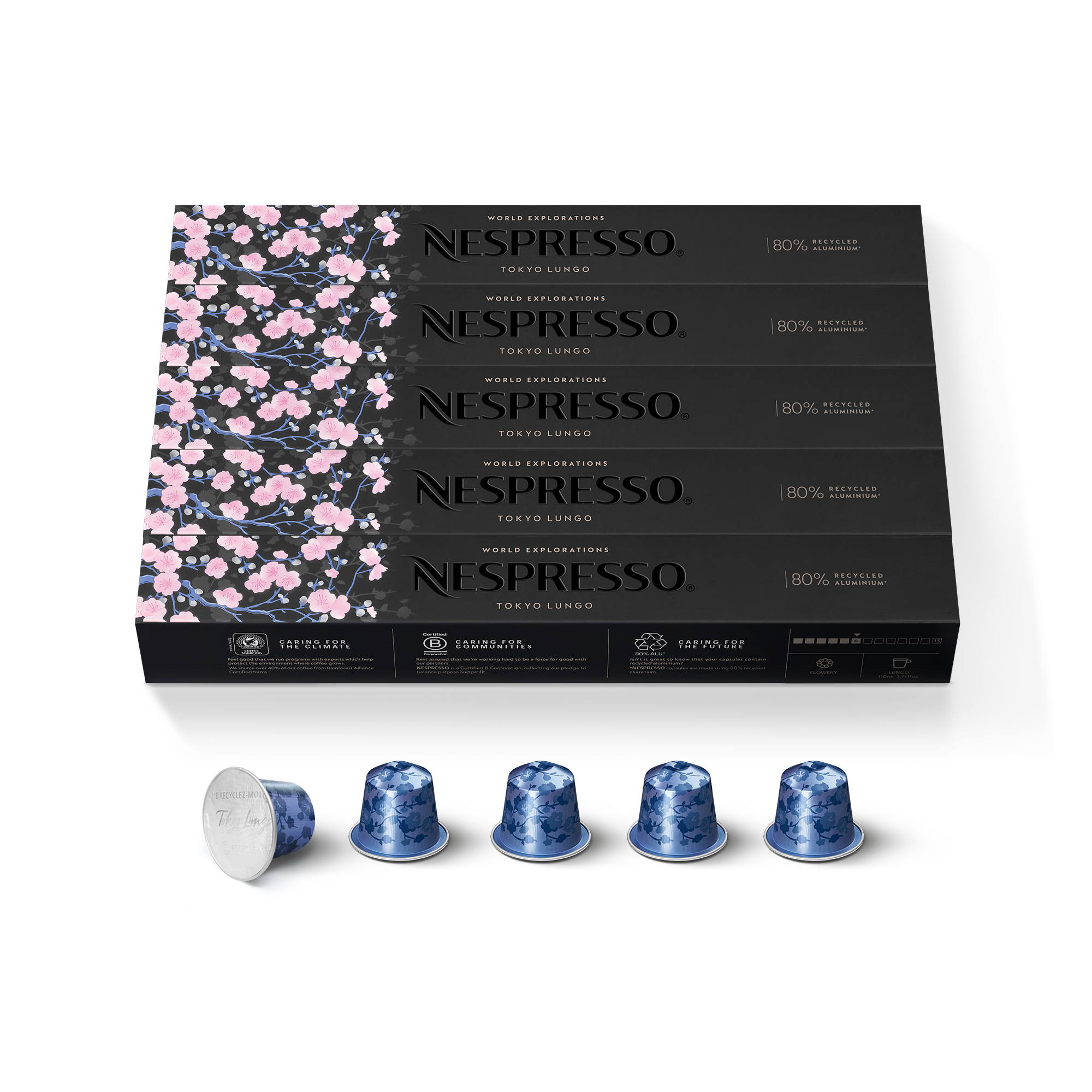 NESPRESSO ORIGINAL Tokyo Lungo, Mittlere Röstung, Kompatibel mit ORIGINAL Kaffeemaschinen, Kapsel Set aus 50 Kaffeekapseln