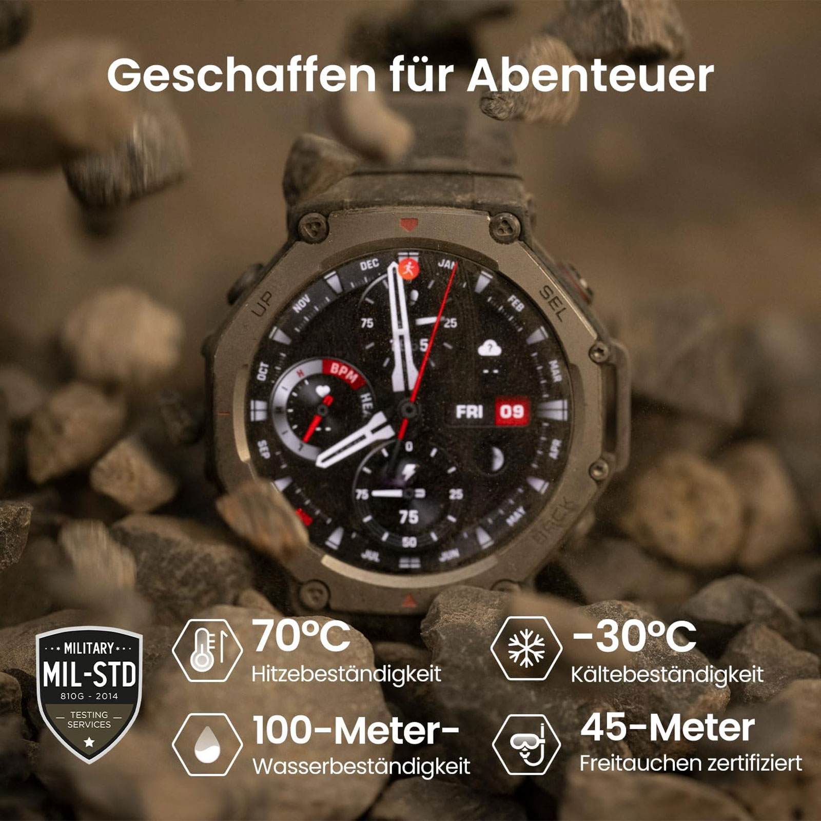 Amazfit T-Rex 3, Onyx Black Smartwatch (Herzfrequenzmessung, Schrittzähler) Amazfit T-Rex 3, Onyx Black Smartwatch (Herzfrequenzmessung, Schrittzähler)