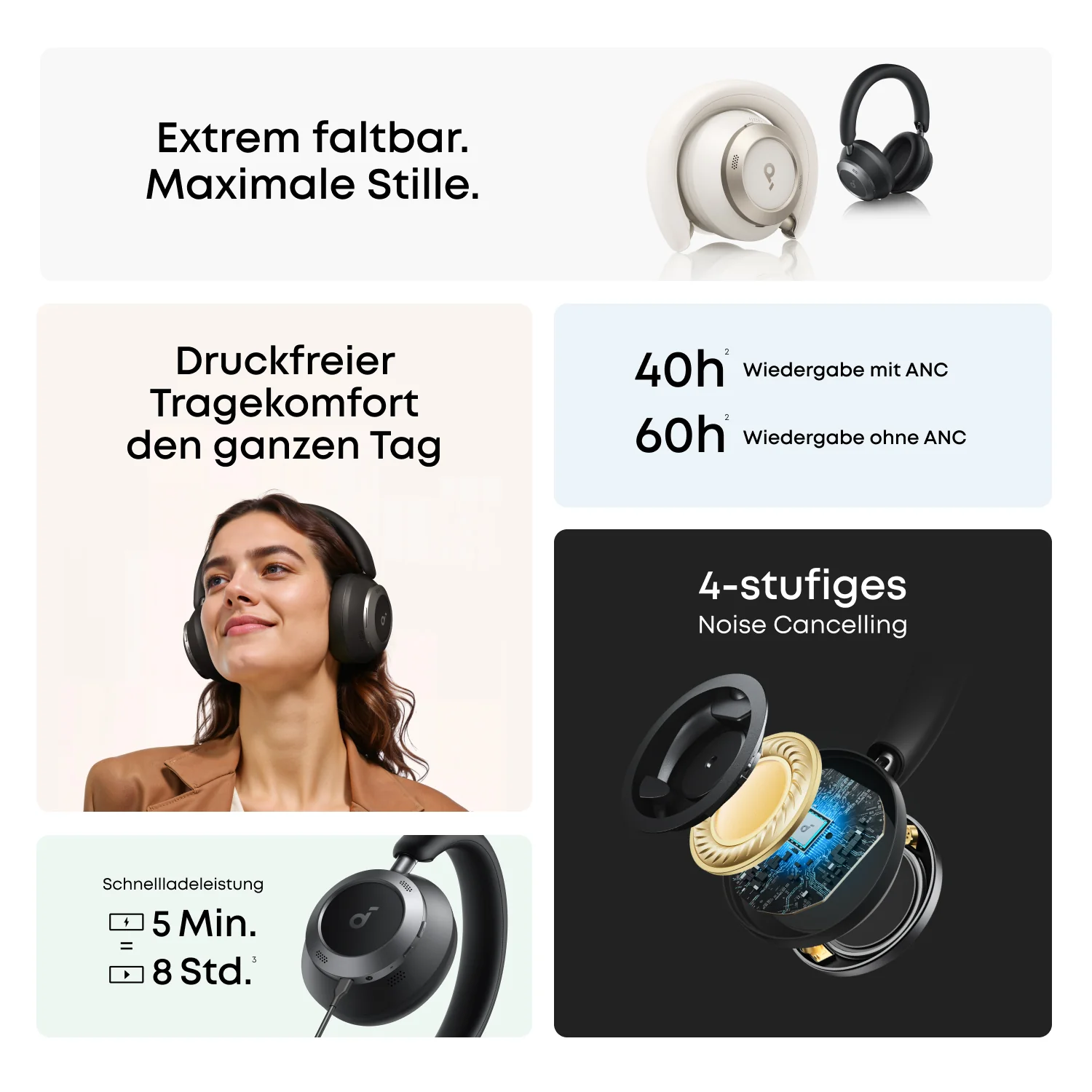 Soundcore Space One Pro + Case Weiß Over-Ear Kopfhörer