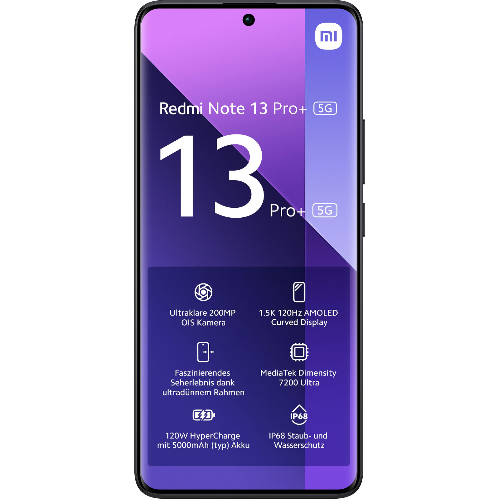 Xiaomi Redmi Note 13 Pro+ 5G 12GB + 512GB Midnight Black Smartphone (6,67 Zoll, 200 MP, Triple-Kamera, 5.000-mAh, Octa-Core, Fingerabdrucksensor, Gesichtserkennung, schwarz)