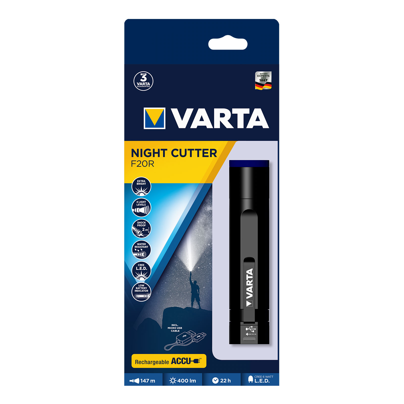 Varta Night Cutter F20R mit Batterien