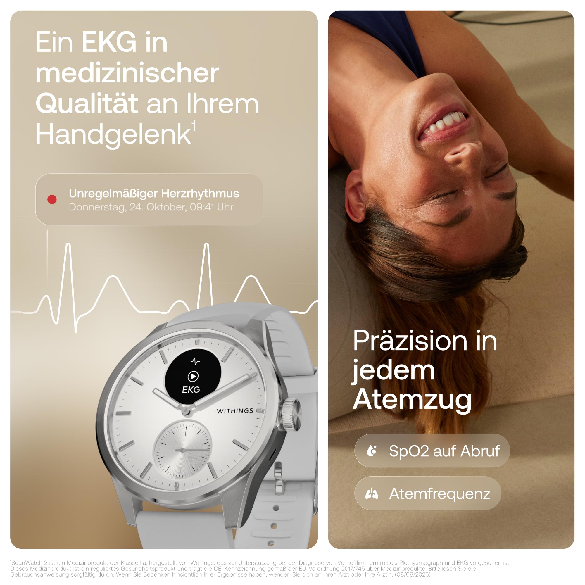 Withings ScanWatch 2 – Gesundheits-Smartwatch für Damen und Herren