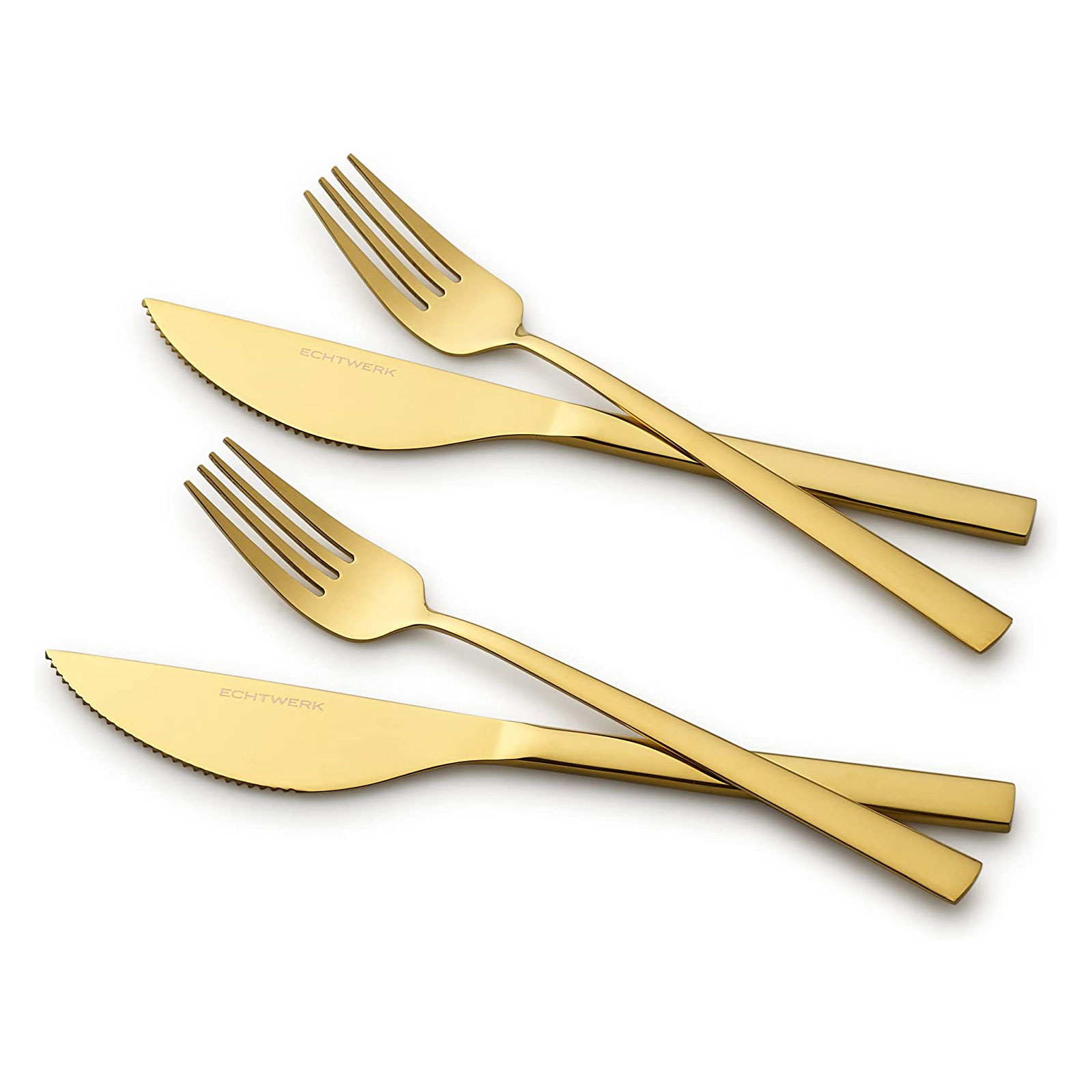 Echtwerk Pizzabesteck-Set, Pizzaset, Steakbesteck, Essbesteck 4-teilig  2 Personen, Mit 2 Pizzamessern und 2 Pizzagabeln aus Edelstahl Echtwerk Pizzabesteck-Set, Pizzaset, Steakbesteck, Essbesteck 4-teilig  2 Personen, Mit 2 Pizzamessern und 2 Pizzagabeln aus Edelstahl