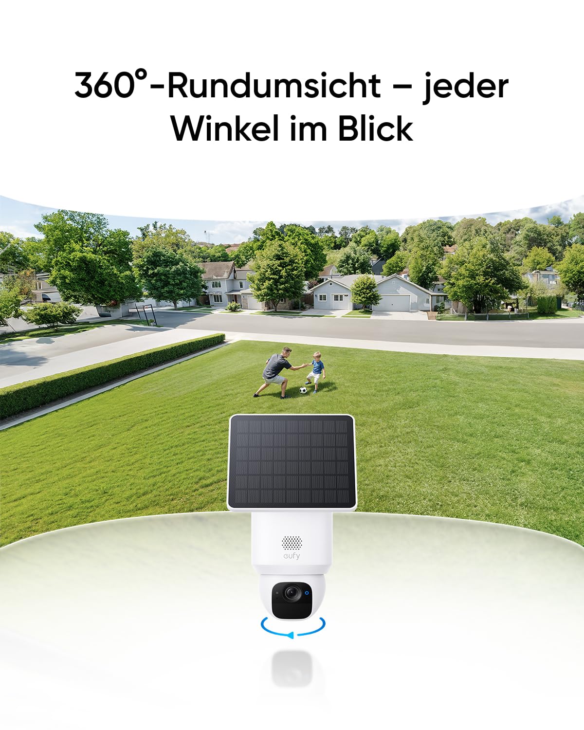 eufy eufyCam Solo E30, Solar Überwachungskamera Außen, 360° Schwenk, KI-Tracking
