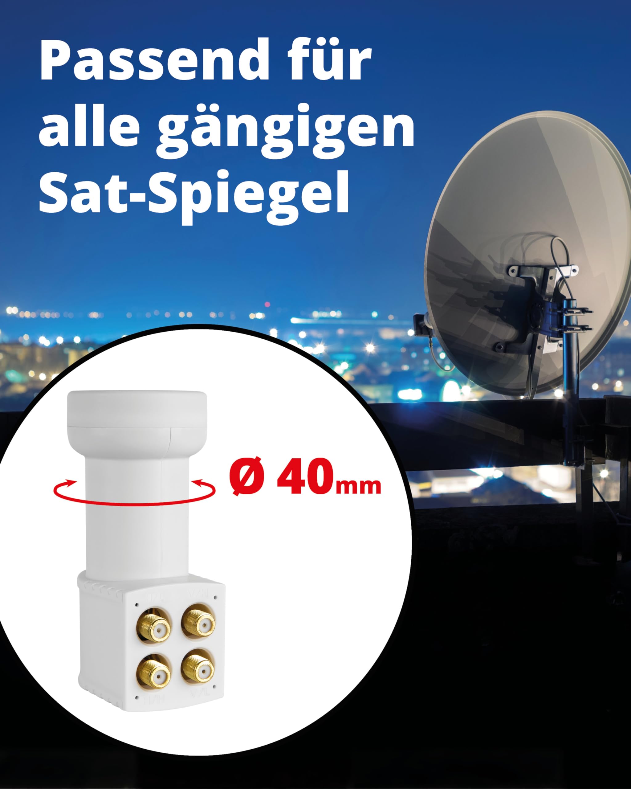 Megasat HD-Profi Quattro LNB – für Betrieb an Multischalter – Weiß
