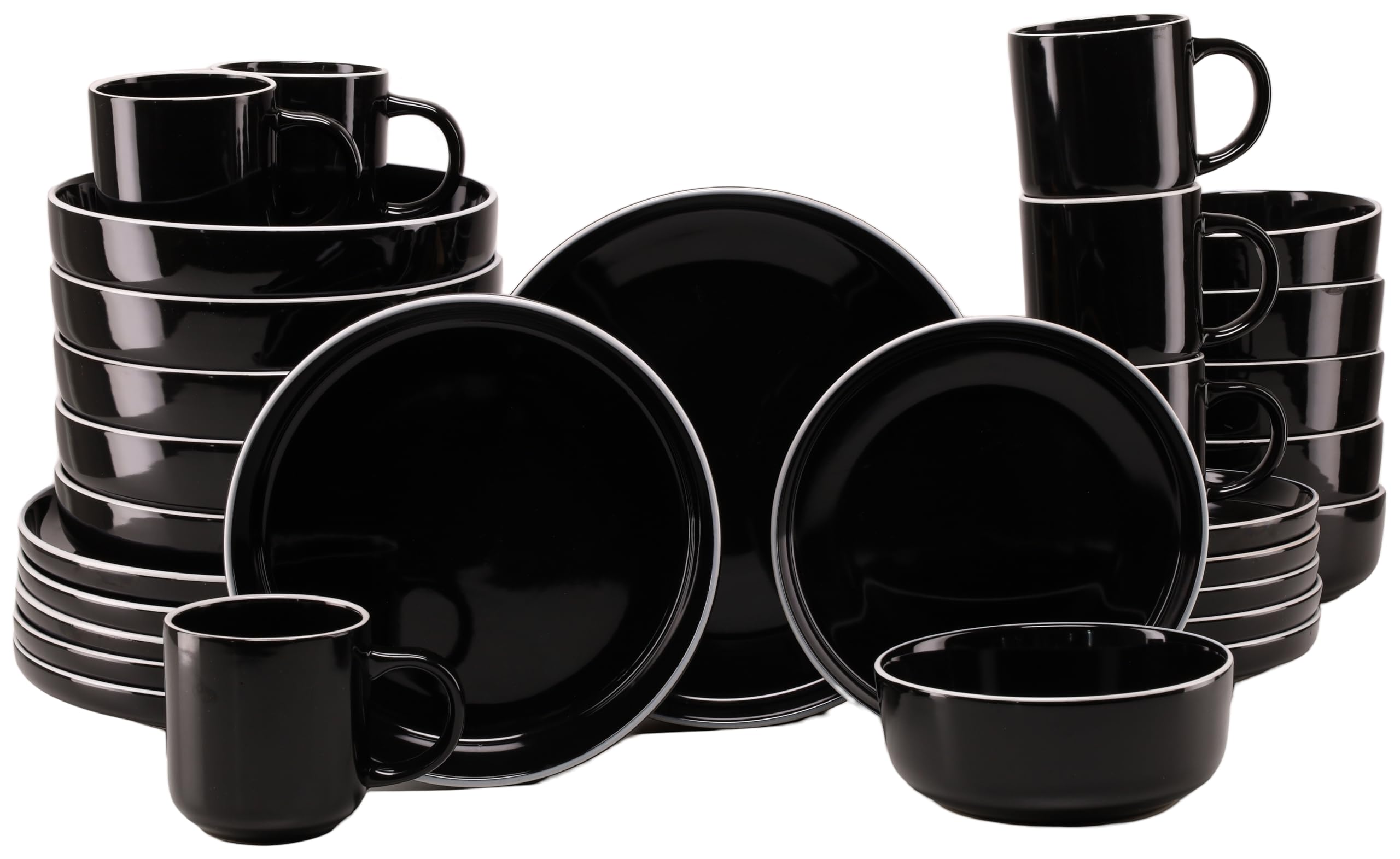 CreaTable 24804 Kombiservice Serie Nordic Gourmet Schwarz 30-tlg. 6 Personen