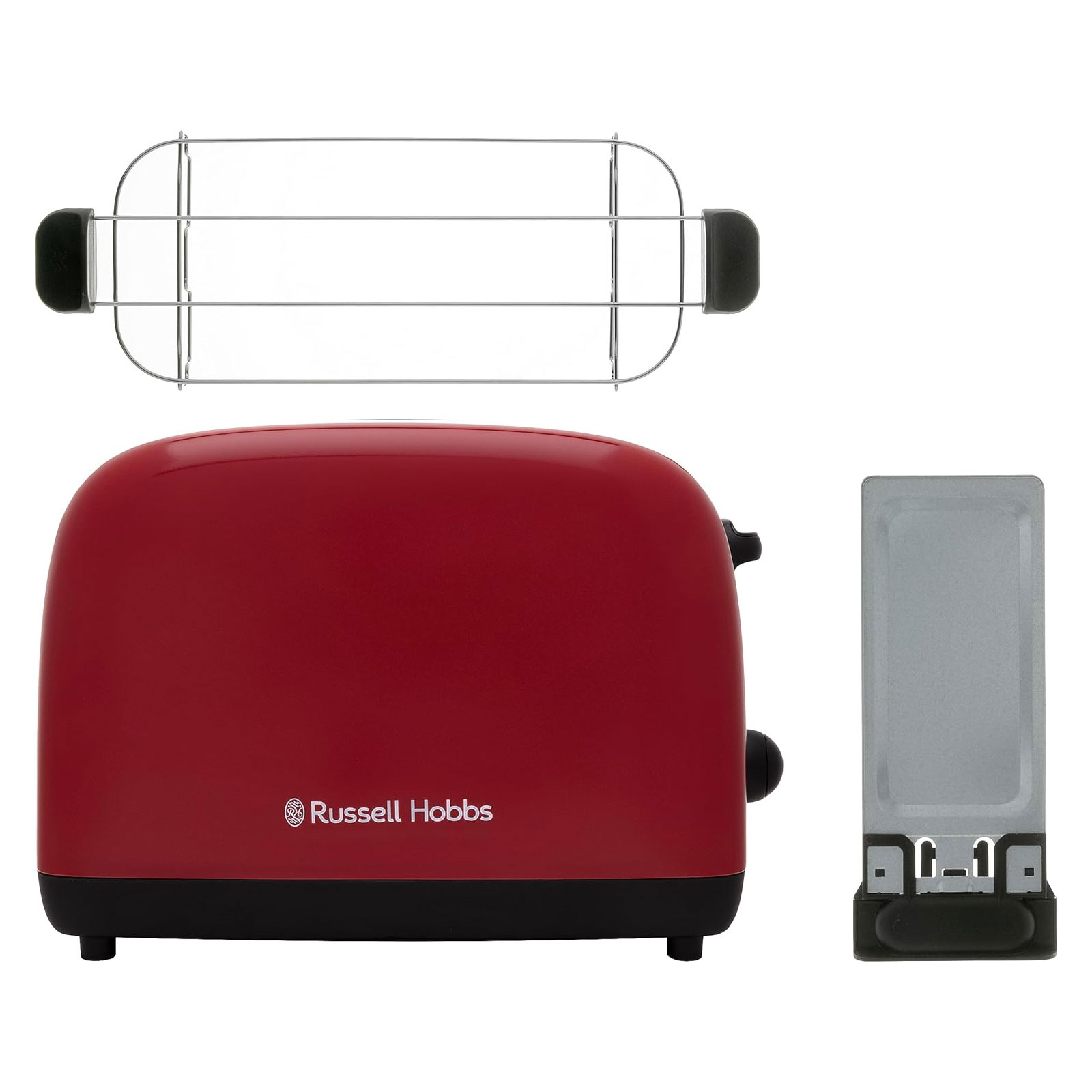 Russell Hobbs 26554-56 Colours Plus rot Toaster (2 Scheiben, 1600 W, Edelstahl und Kunststoff, Rot, Brötchenaufsatz, Auftaufunktion, Aufwärmfunktion)
