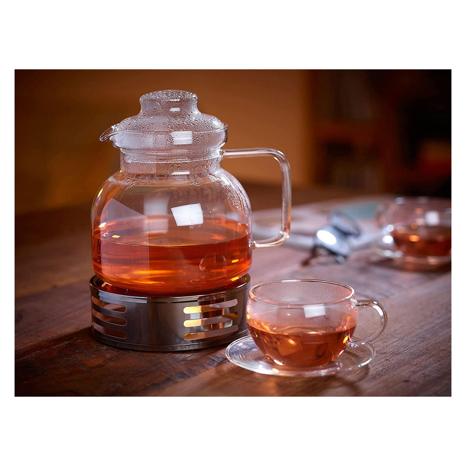 Echtwerk Stövchen, Teestövchen aus Edelstahl, Runder Tee- und Kaffeewärmer, Untersatz für alle handelsüblichen Tee- und Kaffeekannen, 5 x 15 cm