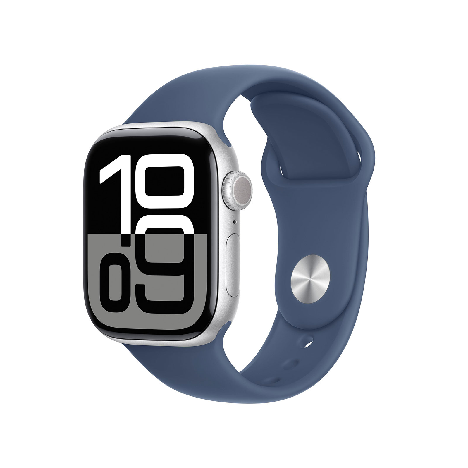 Apple Watch Series 10 GPS, 42 mm Aluminiumgehäuse Silber, Sportarmband Denim - S/M