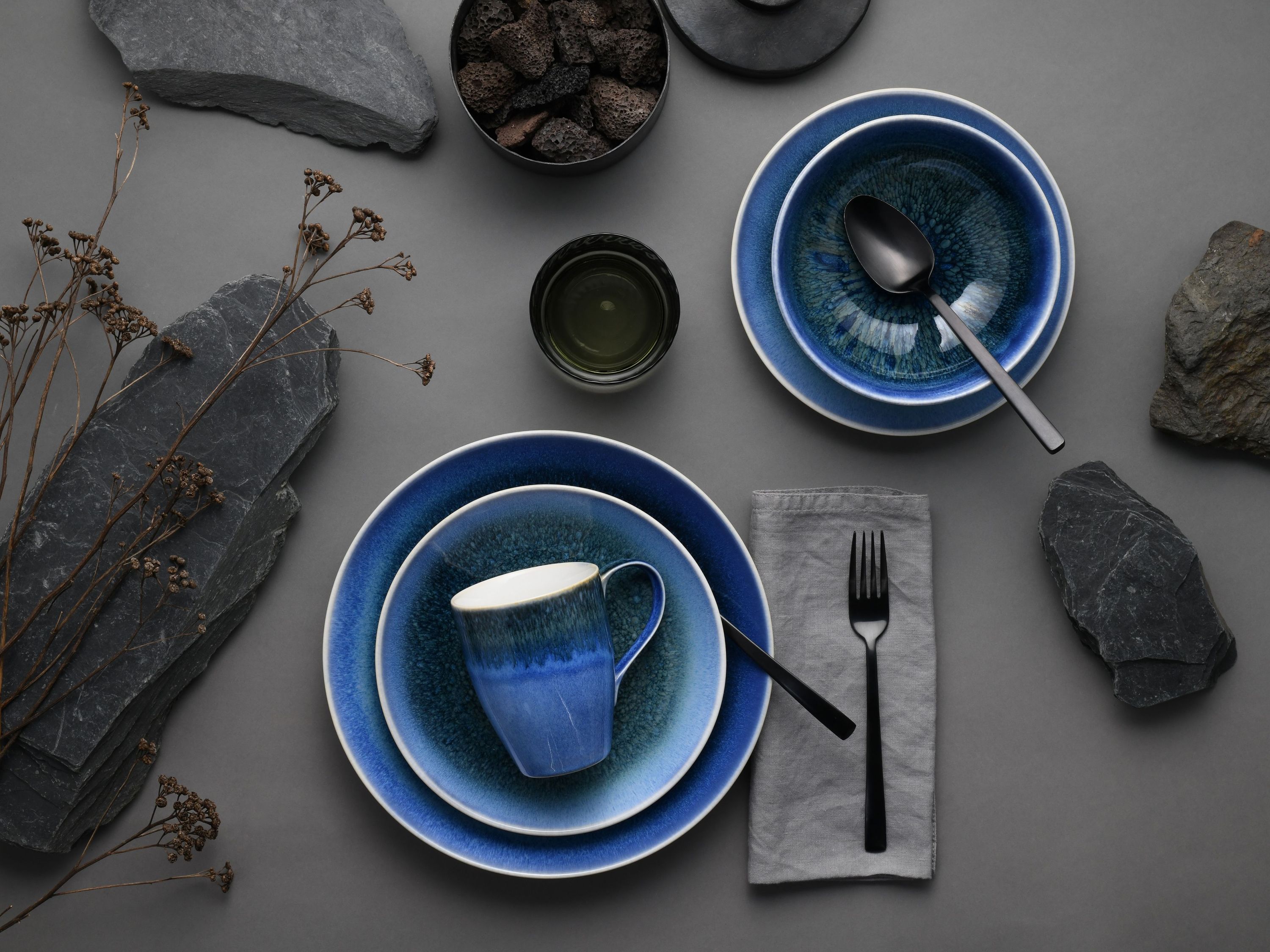 CreaTable, 25862, Serie Caldera Blau, Geschirrset, Kombiservice 8 teilig