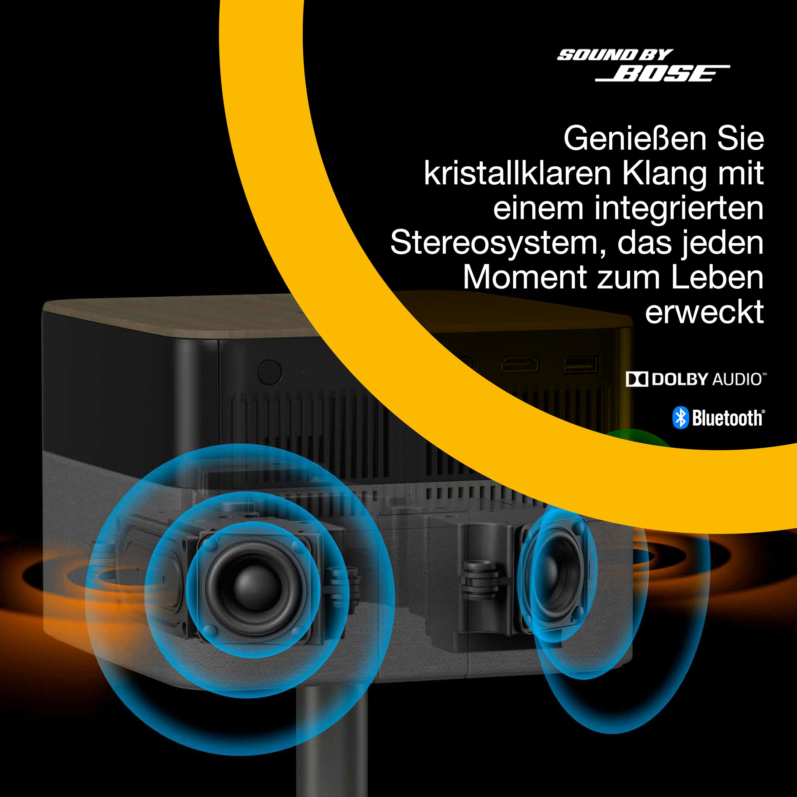 Epson Lifestudio Flex EF-72 Eiche, tragbarer Smart-Projektor, Sound by Bose