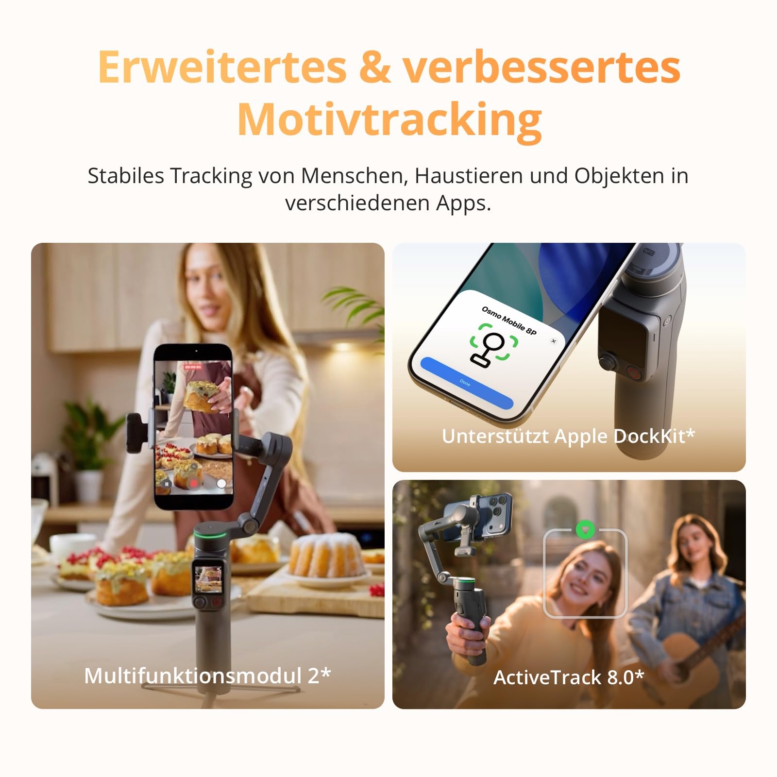 Osmo Mobile 8P Gimbal-Stabilisator für iPhone & Android, Fernsteuerung