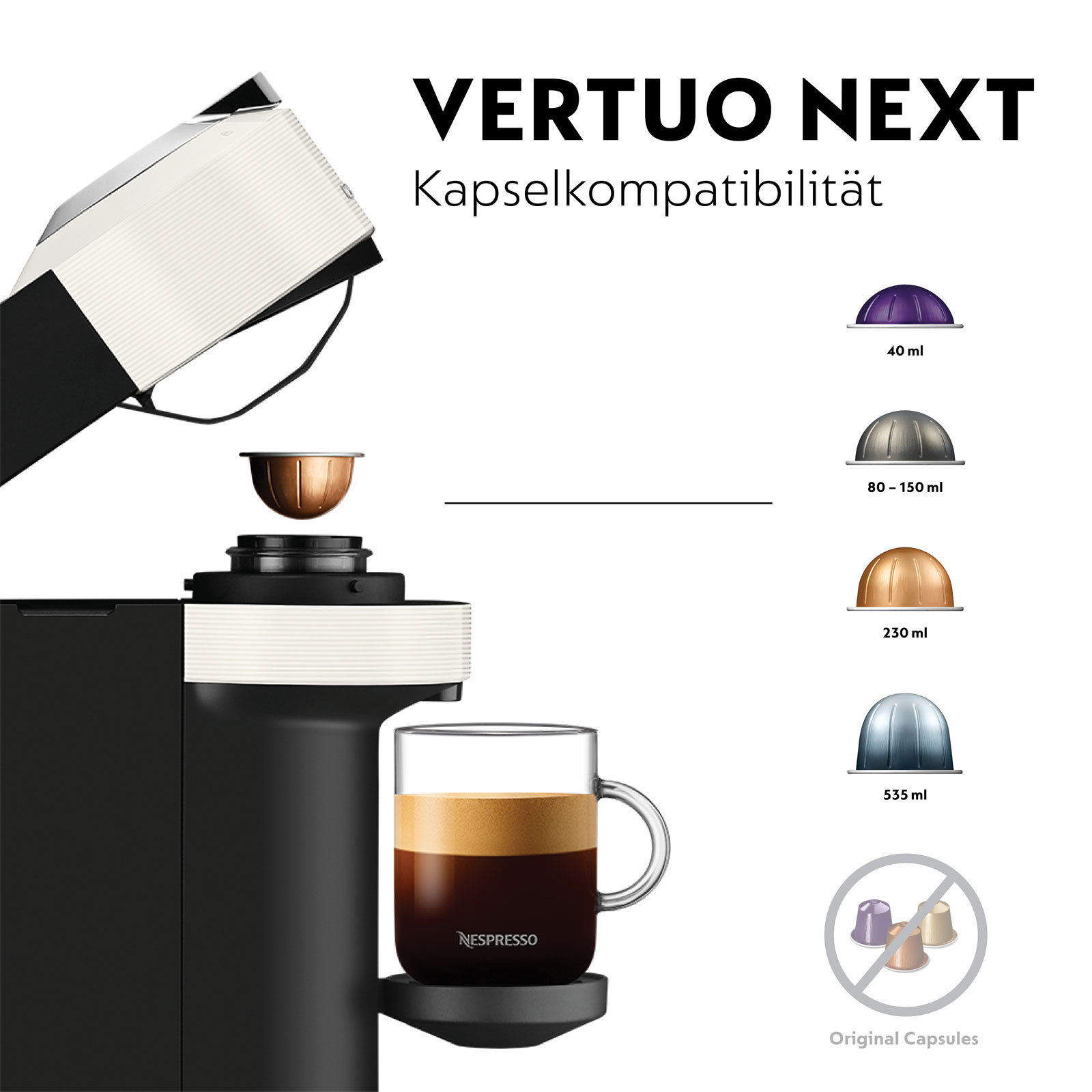 Delonghi ENV120.W VertuoNext Basic + Nespresso Aeroccino 3 Milchaufschäumer