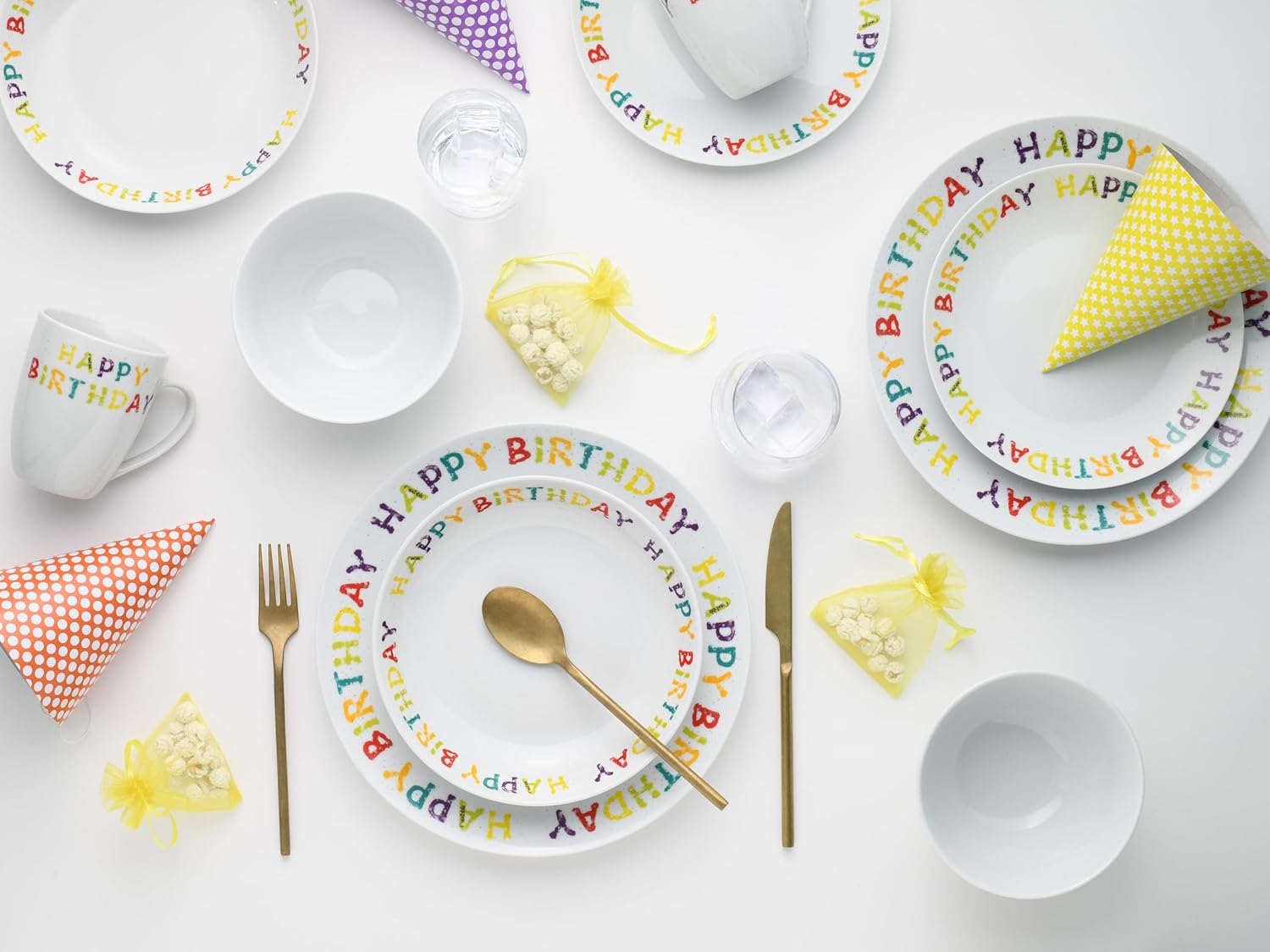 CreaTable, 24167, Serie Happy Birthday, 20-teiliges Geschirrset, Kombiservice aus Porzellan