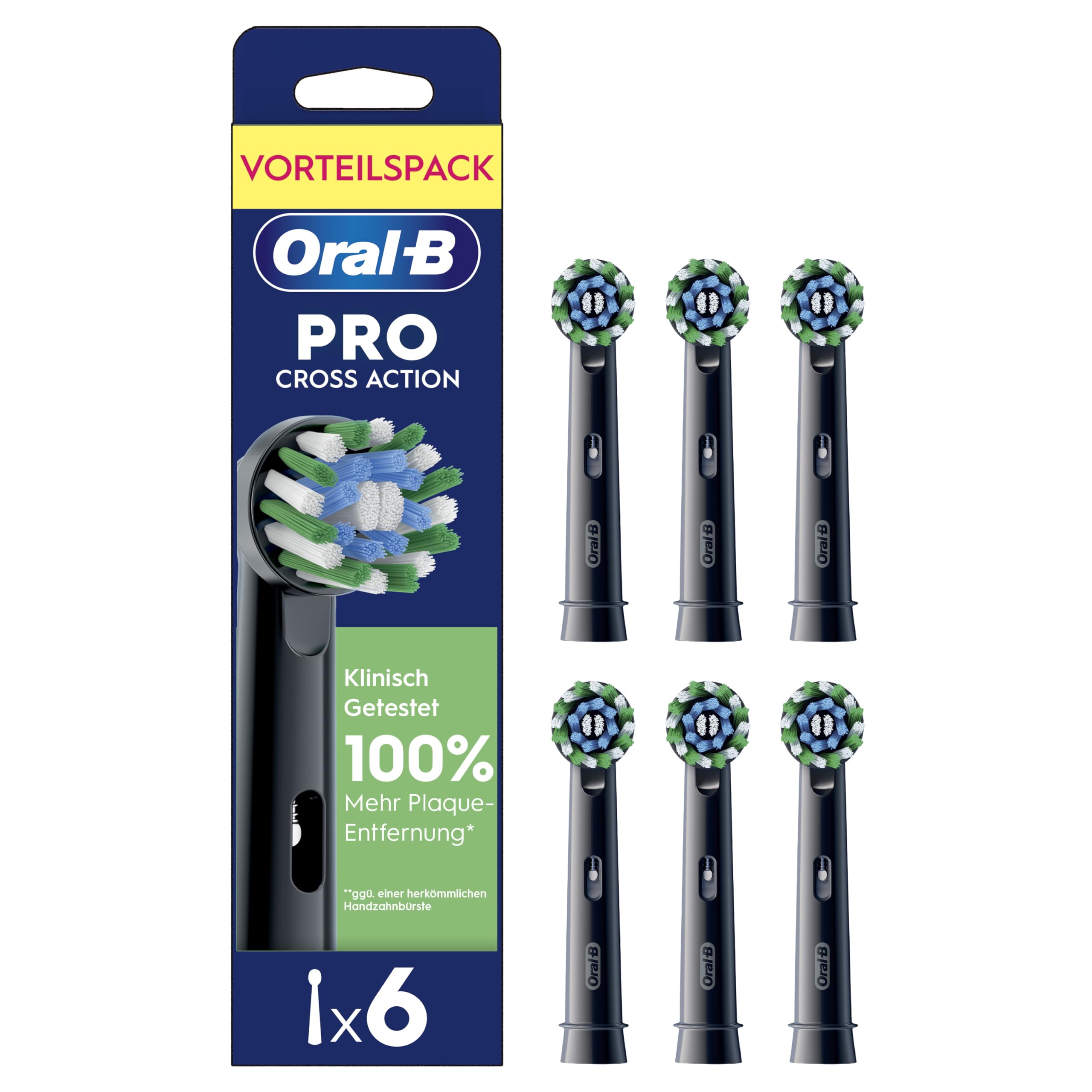 Oral-B Pro CrossAction Schwarz 6 Stück Aufsteckbürsten Ersatzbürsten