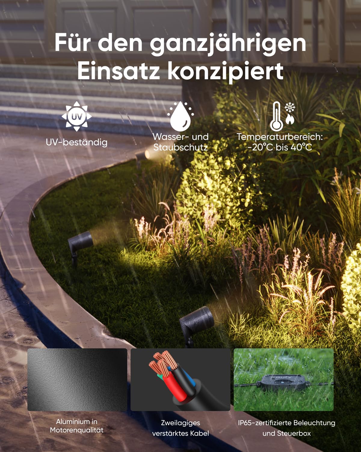 eufy Außen-Strahler E10, 2er-Set, Smarte Verkabelte RGBWW LED Strahler