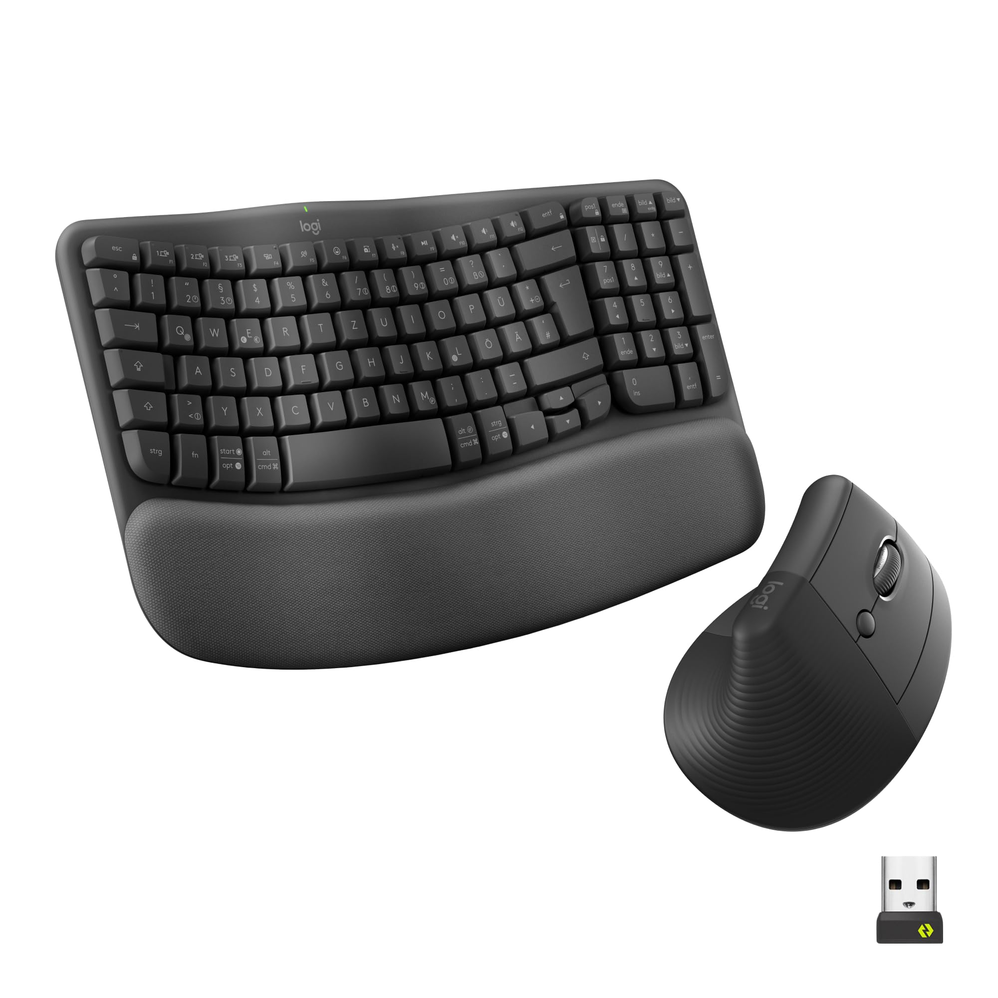 LOGITECH Wave Keys and Lift Combo, Maus und Tastatur, kabellos Graphite