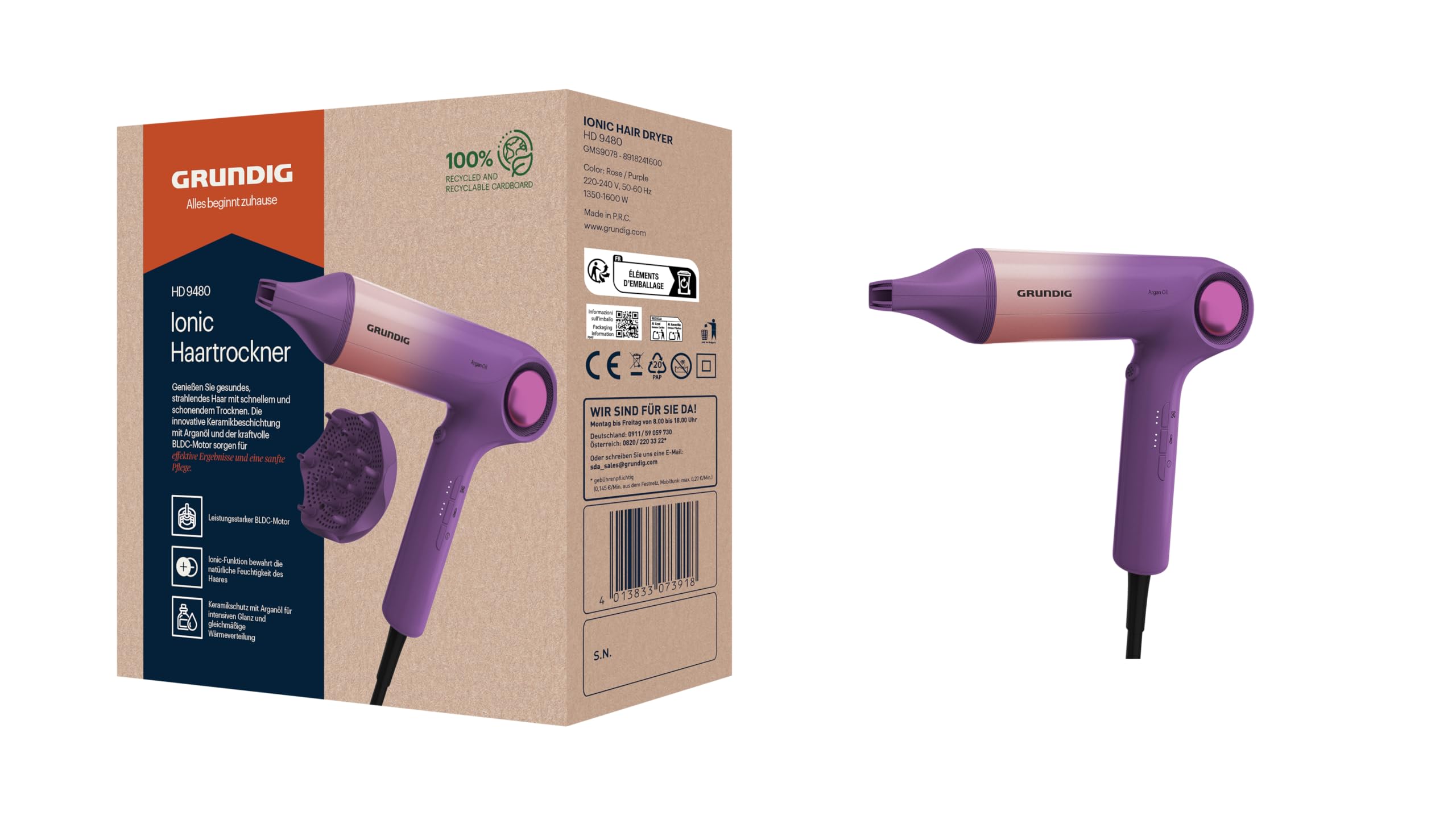 GRUNDIG HD 9480 Haartrockner 1600 W