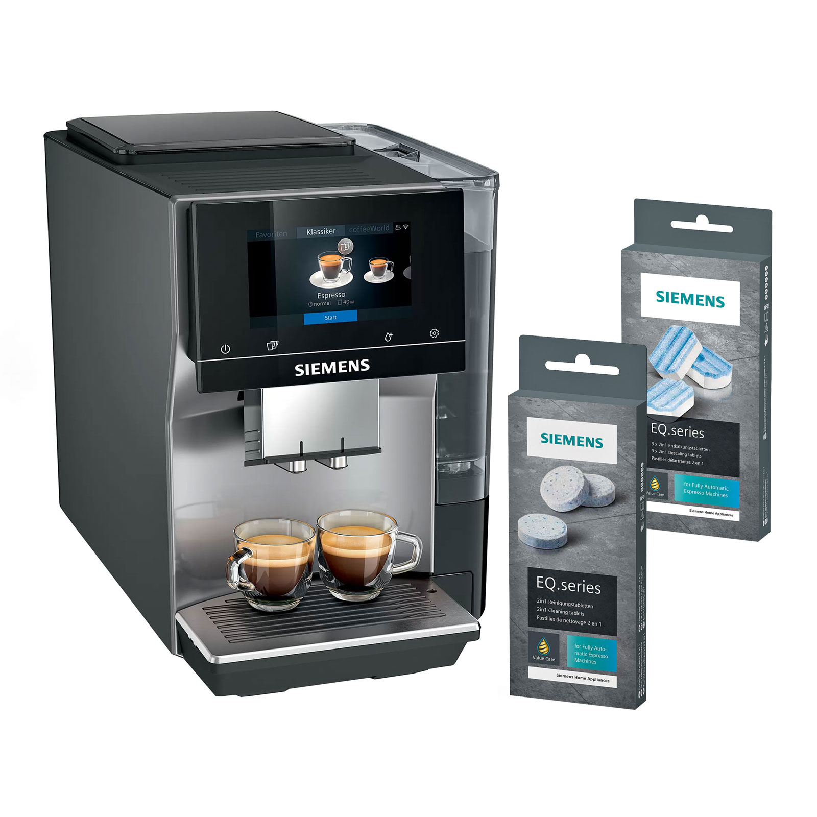 Siemens TP705D01 EQ.700 classic Kaffeevollautomat + TZ80001A Reinigungstabletten + TZ80002A Entkalkungstabletten