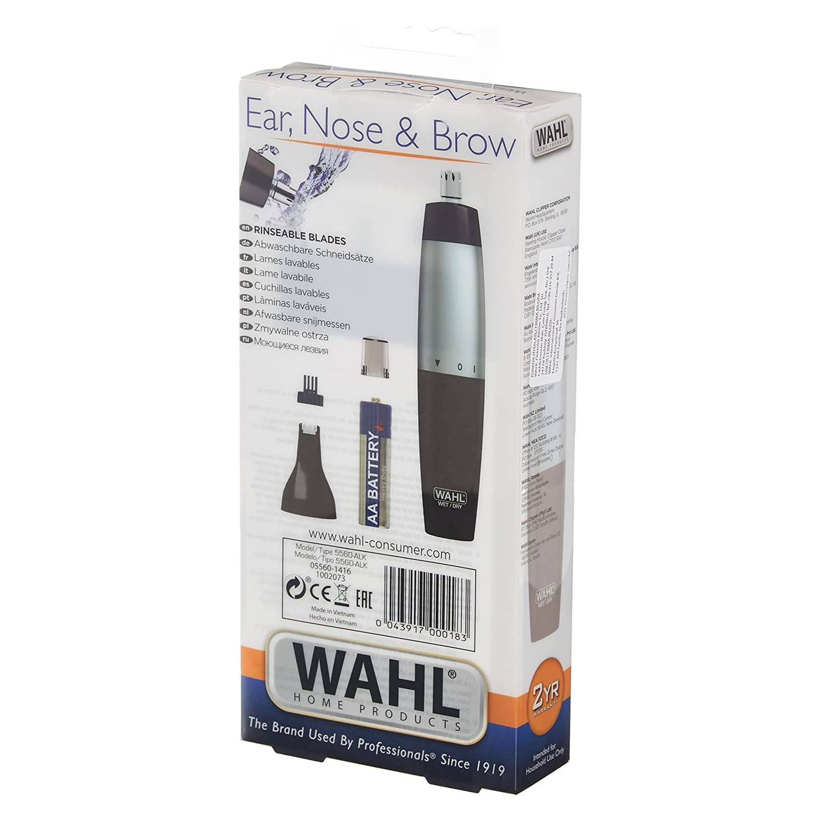 Wahl 5560-1416 Ear, Nose & Brow Nasen- & Ohrhaartrimmer Batteriebetrieben