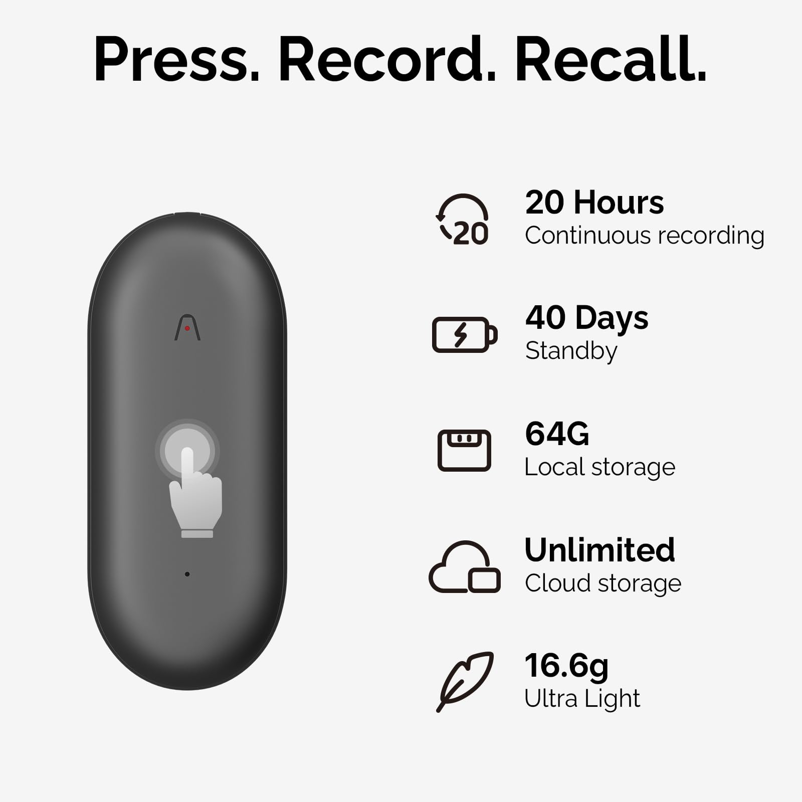 PLAUD NotePin Diktiergerät Lunar silver Combo mit Armband und Anhänger