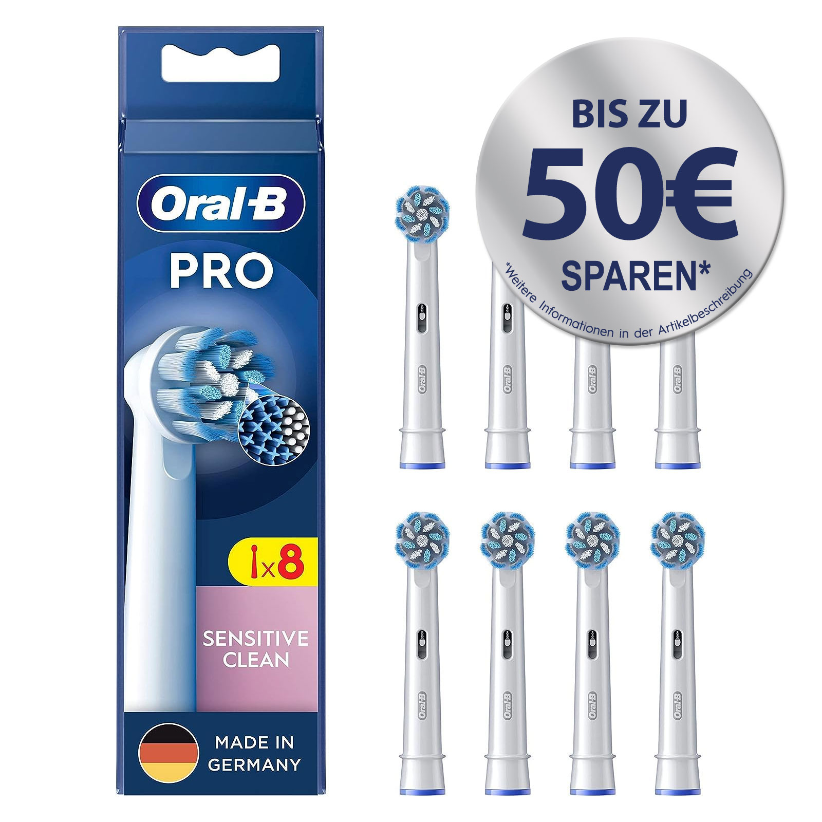 Oral-B Aufsteckbürsten Pro Sensitive Clean, 8 Stück