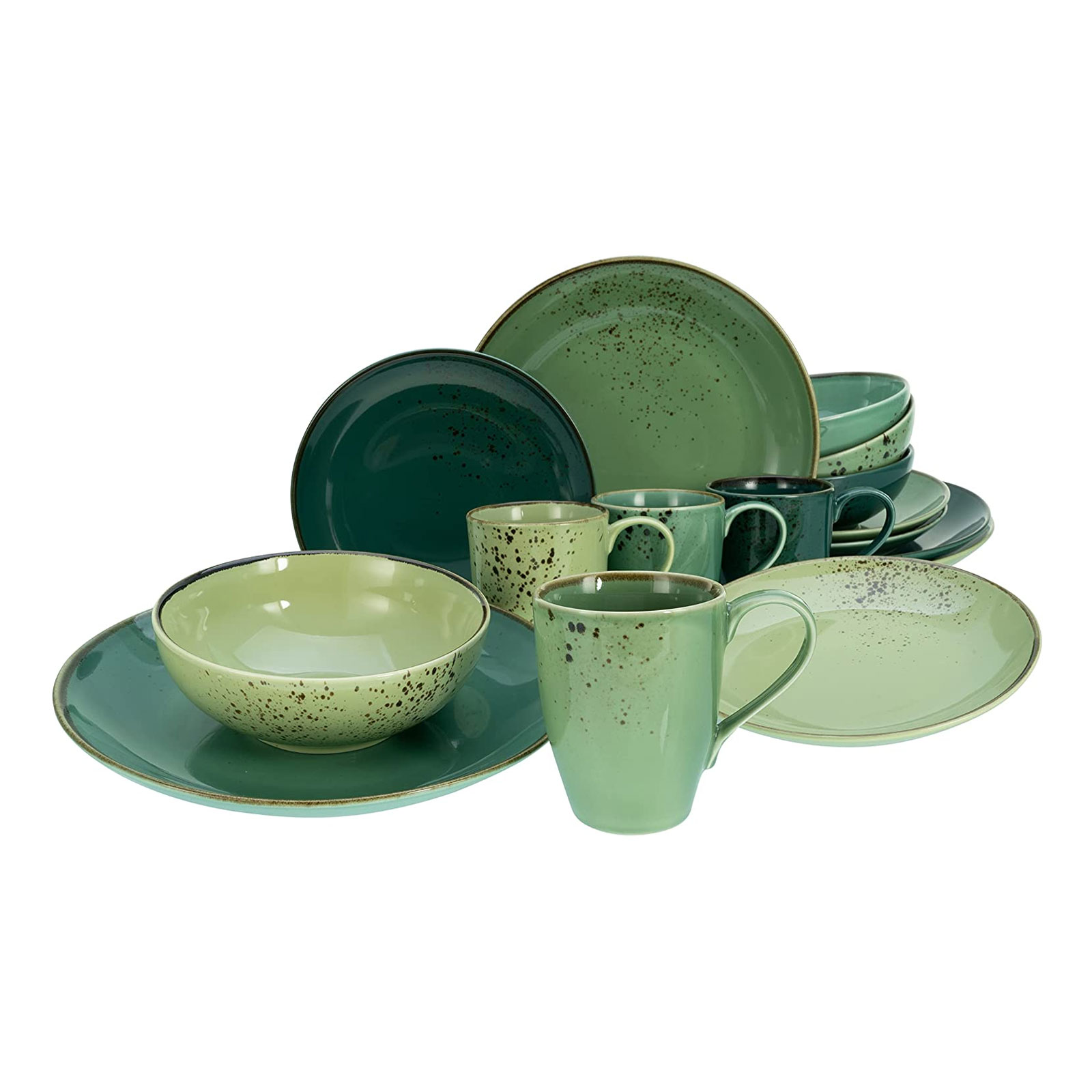 CreaTable, 33321, Serie Nature Collection GREEN LIFE, Geschirrset, Kombiservice 16 teilig