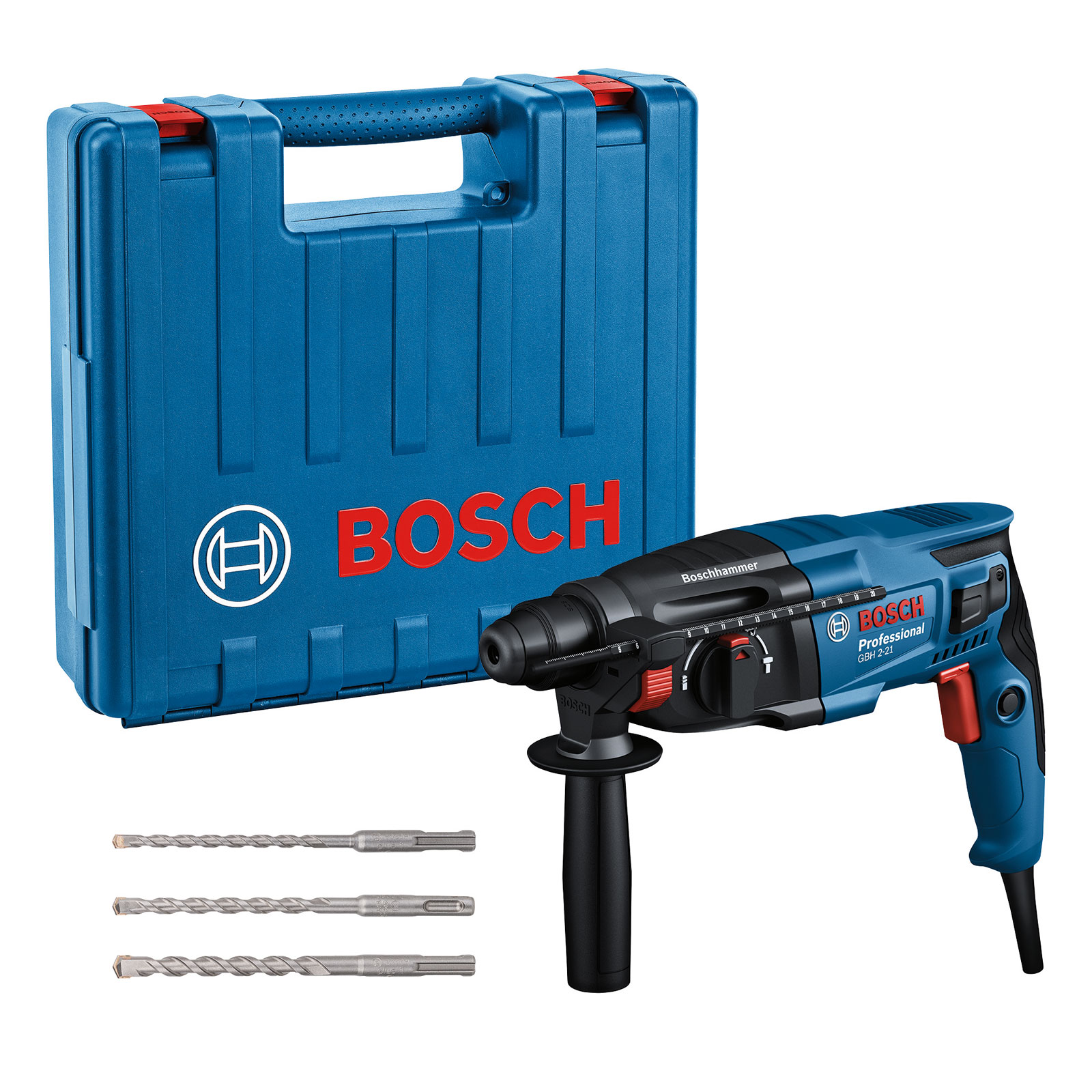 Bosch Professional Bohrhammer mit SDS plus GBH 2-21 mit je 1x Bohrer SDS plus 6, 8, 10 mm